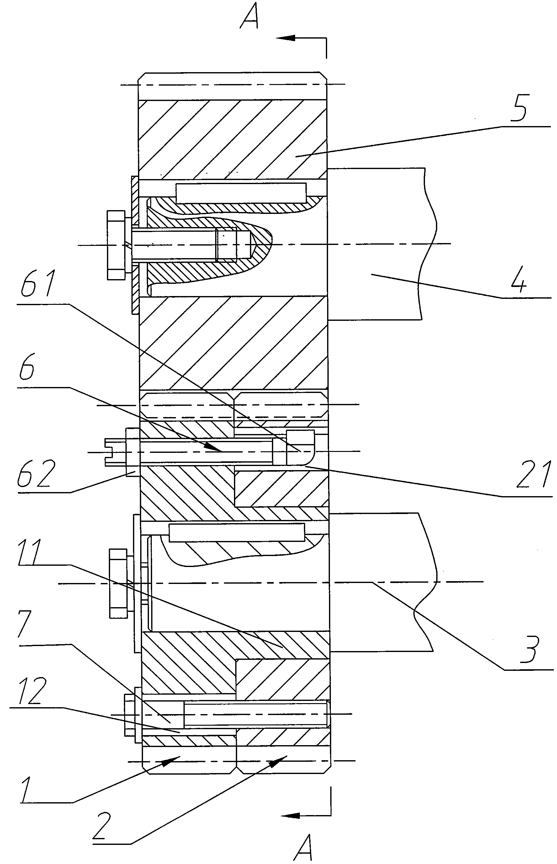 Cylindrical gear tooth backlash adjusting device with bend screw