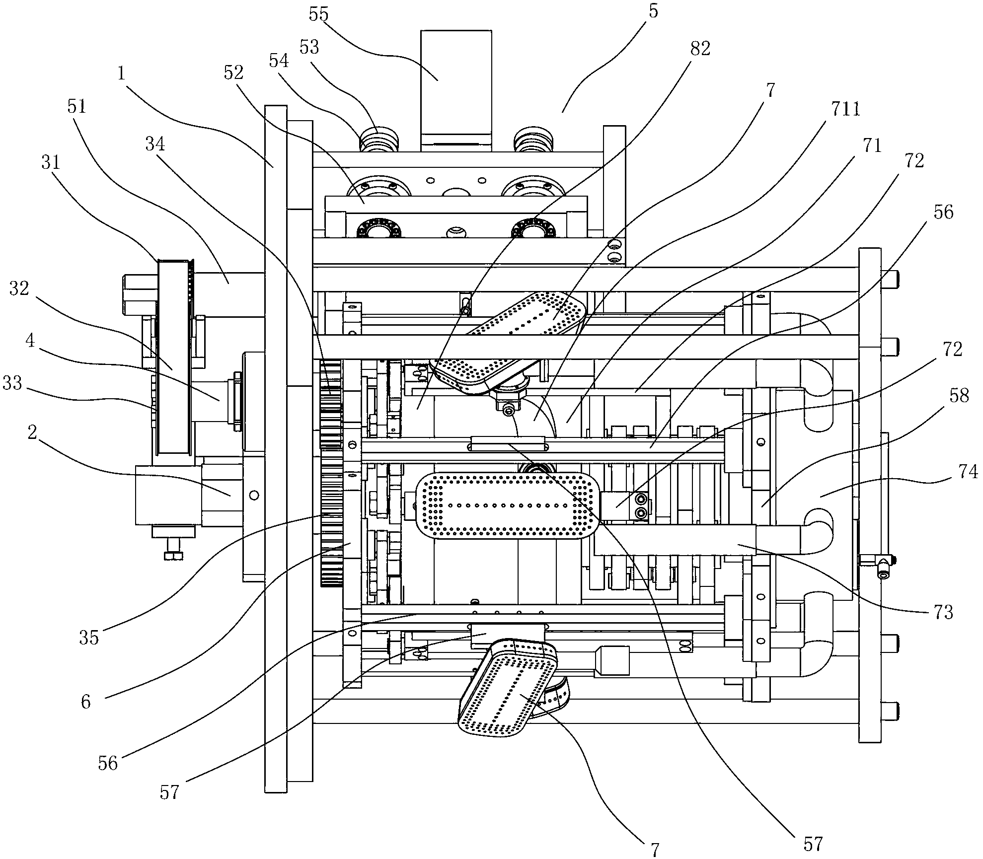 Speed-change and transposition scraping device