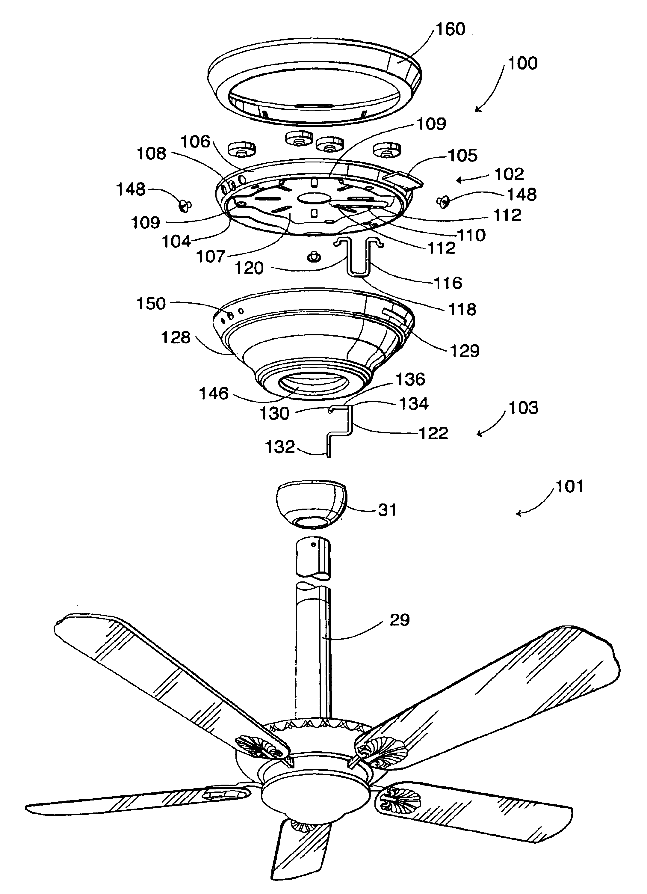 Mounting system for supporting a ceiling fan assembly