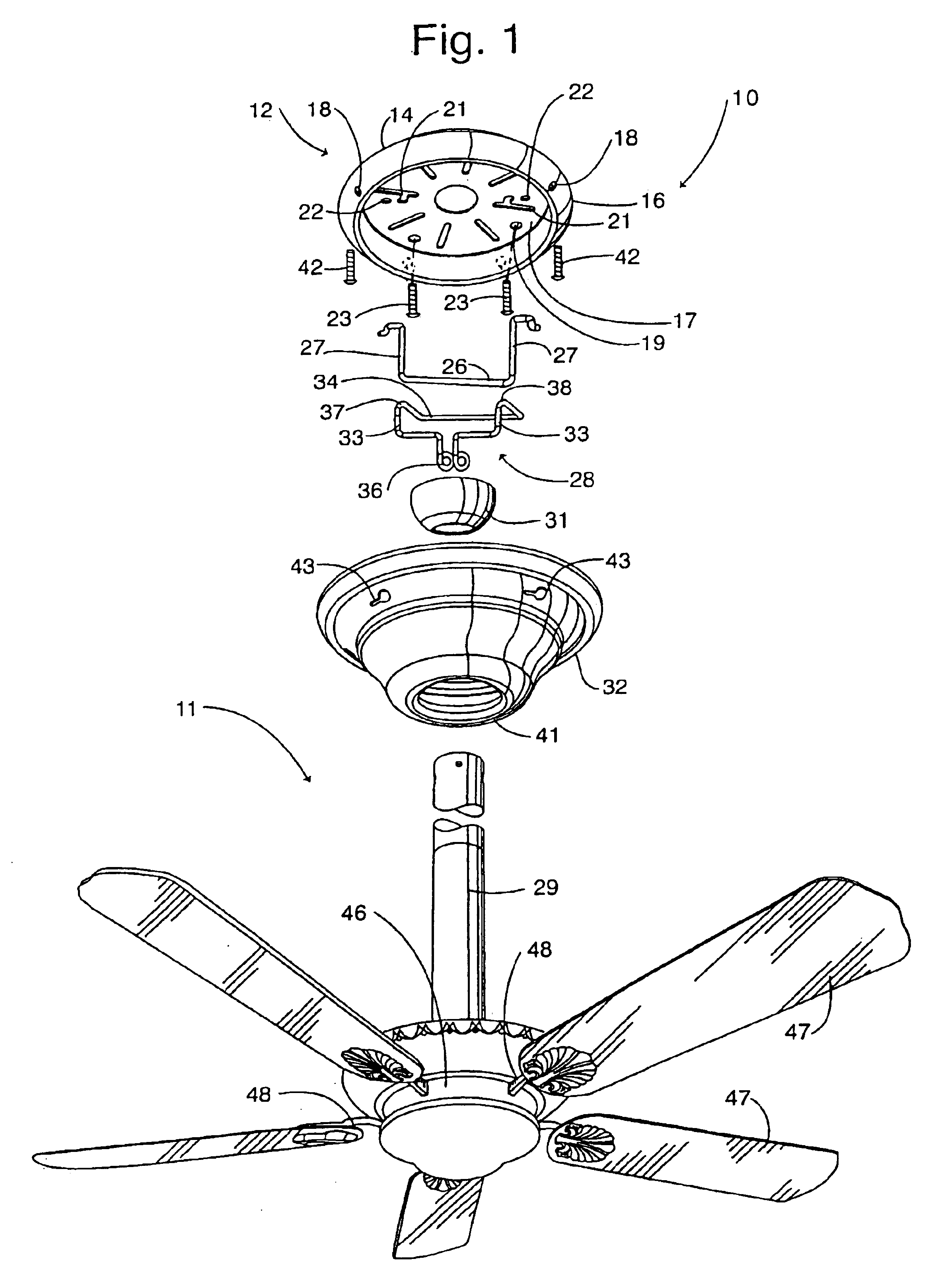 Mounting system for supporting a ceiling fan assembly