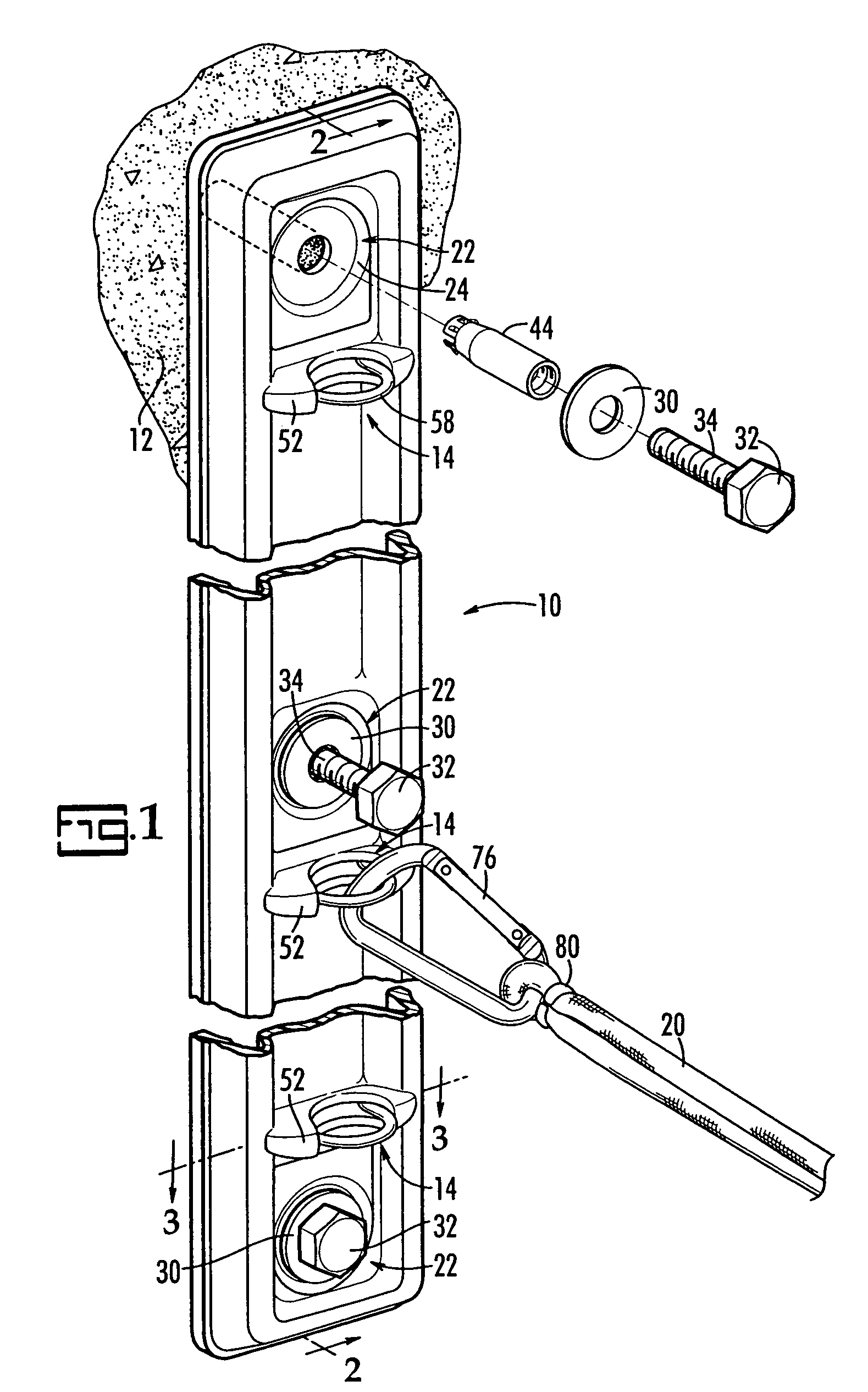 Exercise cord wall mount