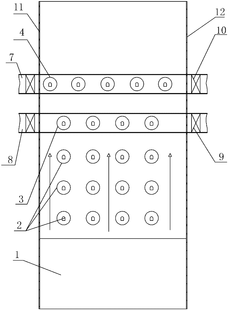 Wall-type arranged two-stage burn-up air device