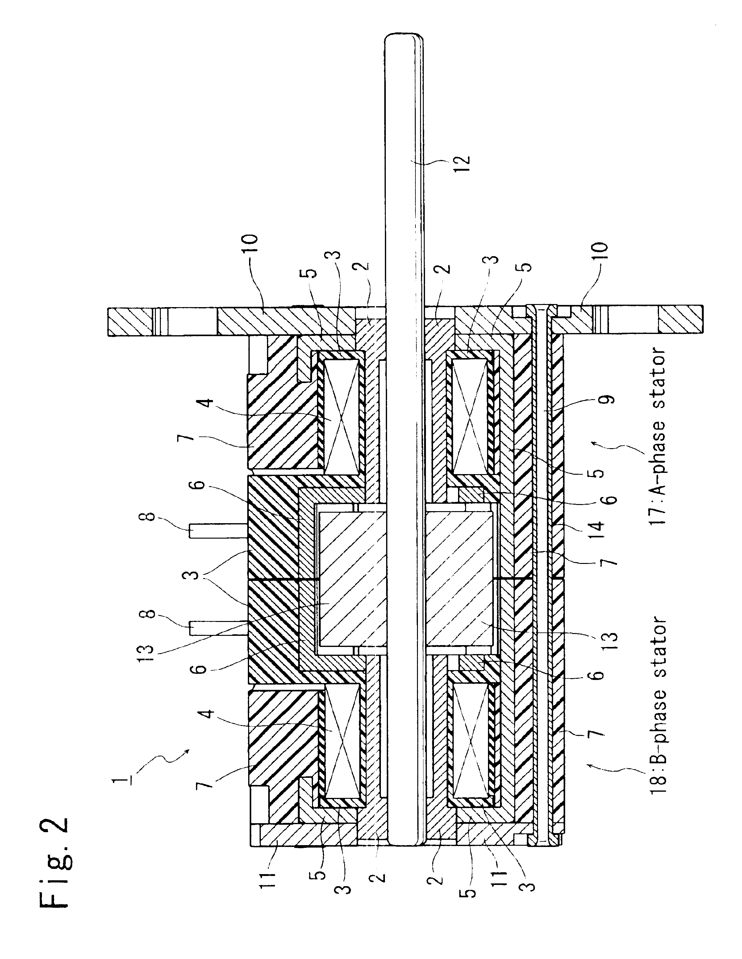 Claw-pole type stepping motor having radial dimension reduced without detriment to performance characteristic