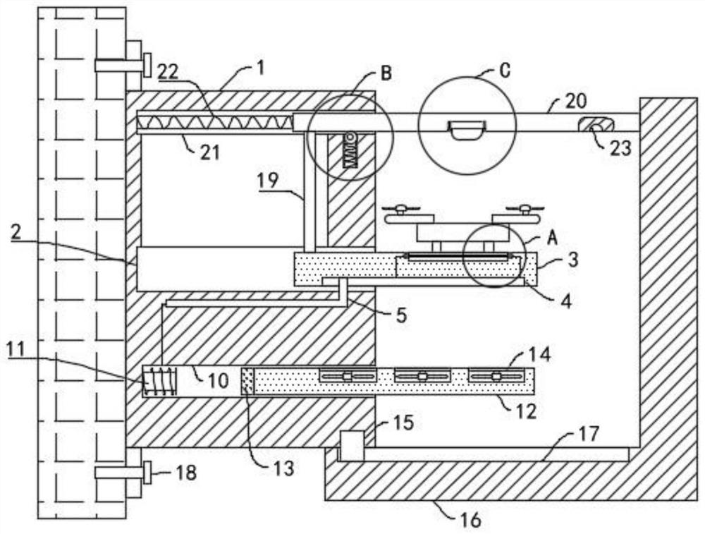 Unmanned aerial vehicle take-off power assisting device arranged on wall