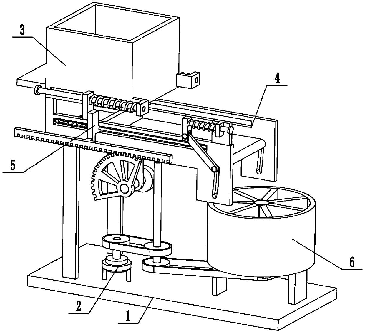 A batch feed batching device for animal husbandry