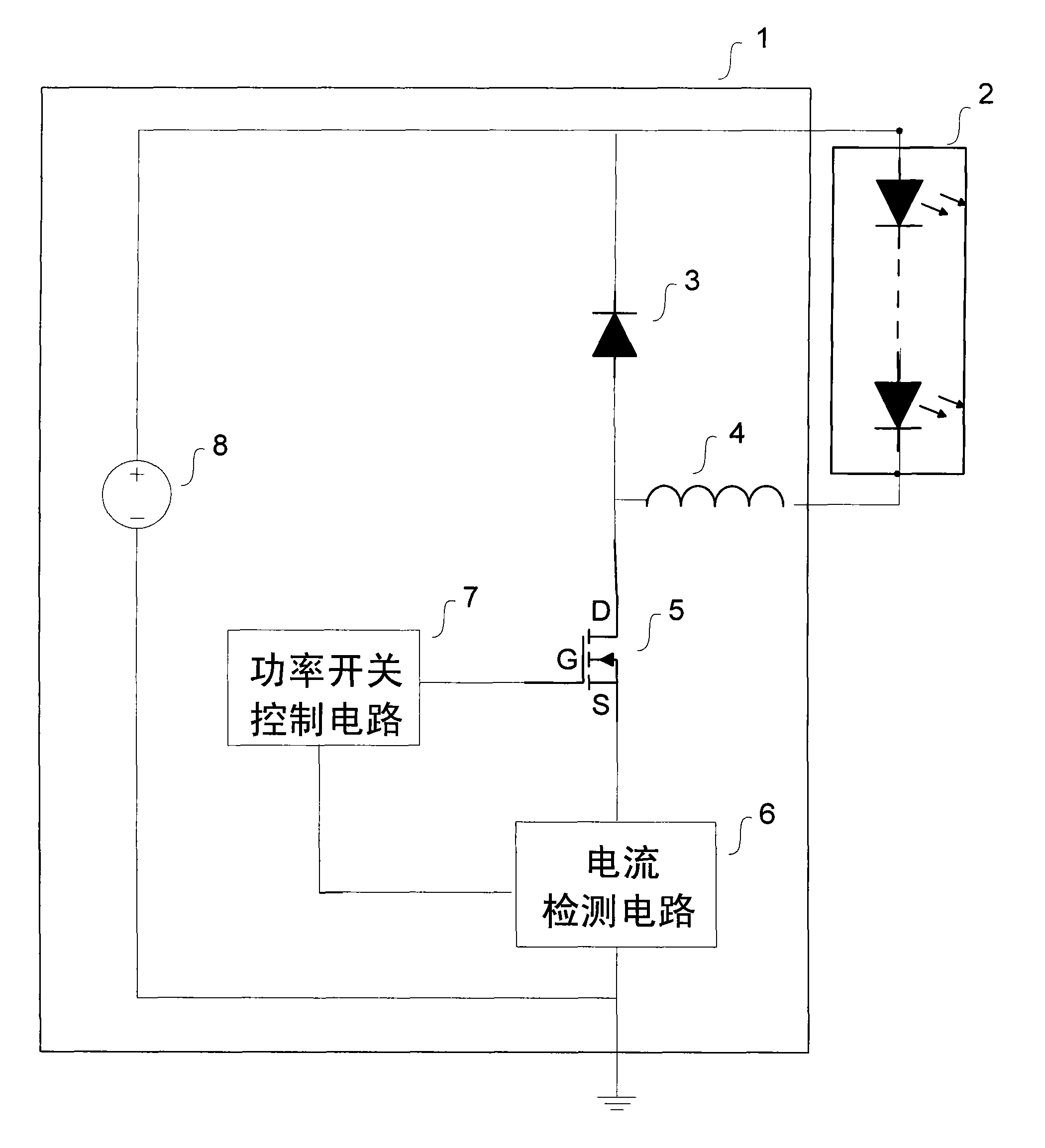 Constant-current control method of power switch type LED (Light-Emitting Diode) drive circuit and circuit thereof