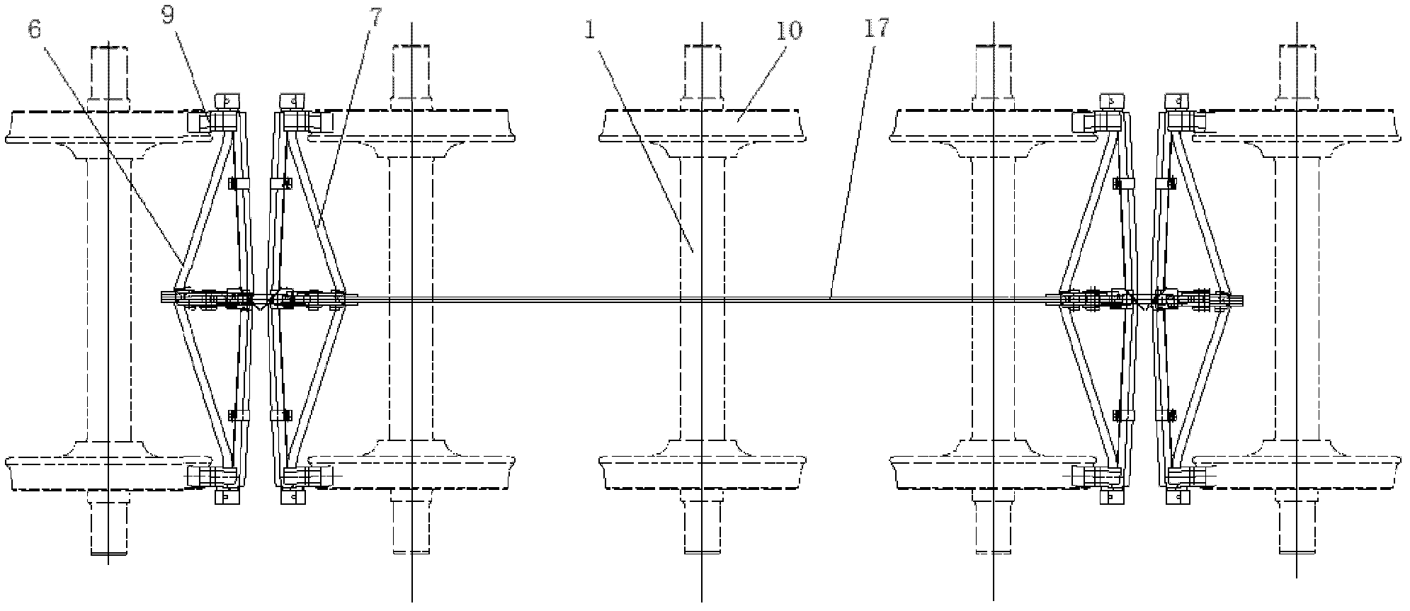 Five-shaft steering bogie base braking device