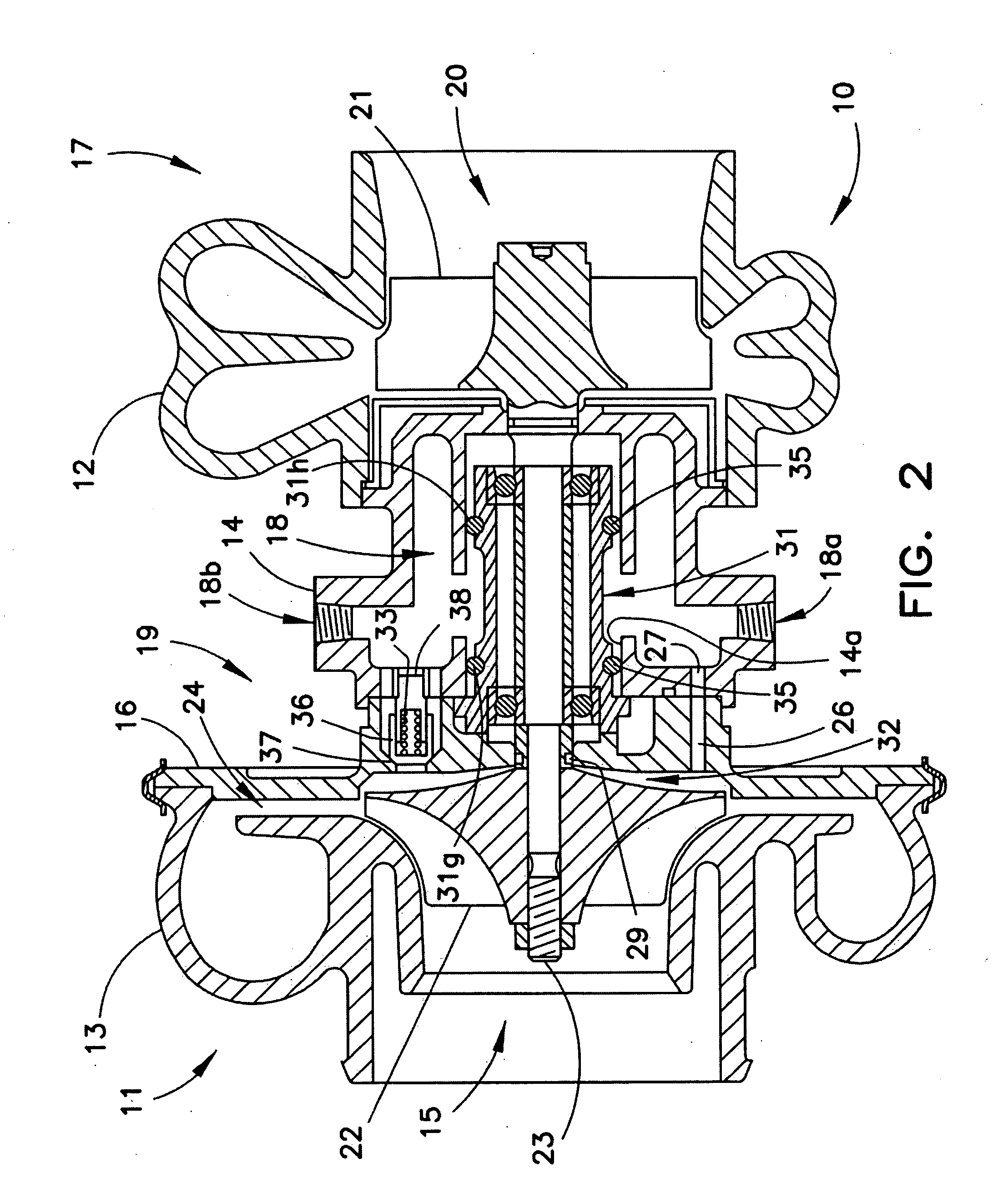 Air-cooled turbocharger with optional internal pressure relief valve