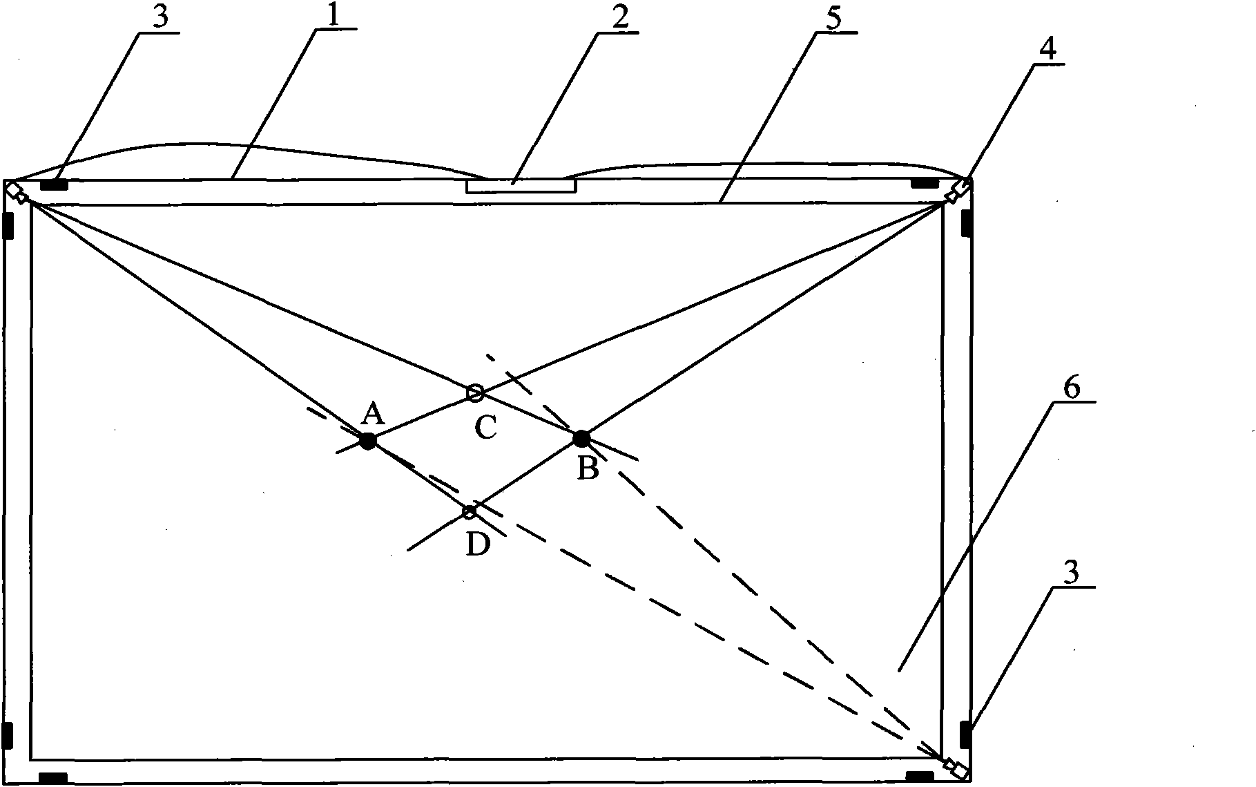 Optical multipoint touch screen and implementation method thereof