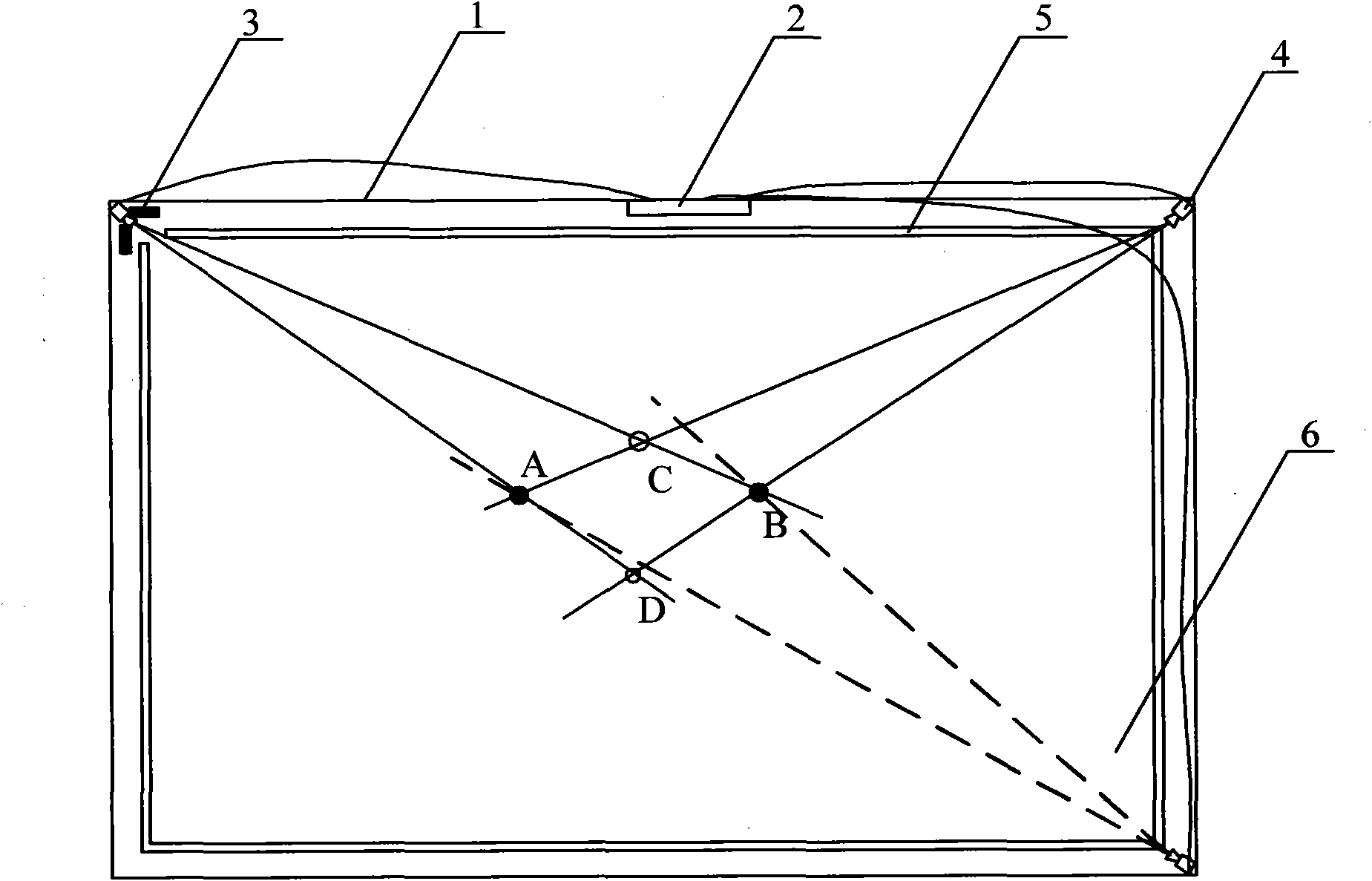 Optical multipoint touch screen and implementation method thereof