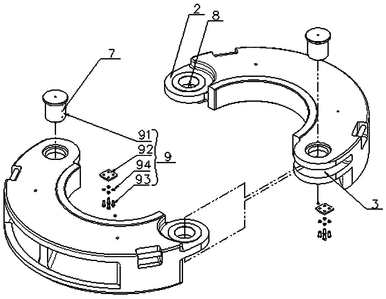 Novel marine riser lift stub clamping disc