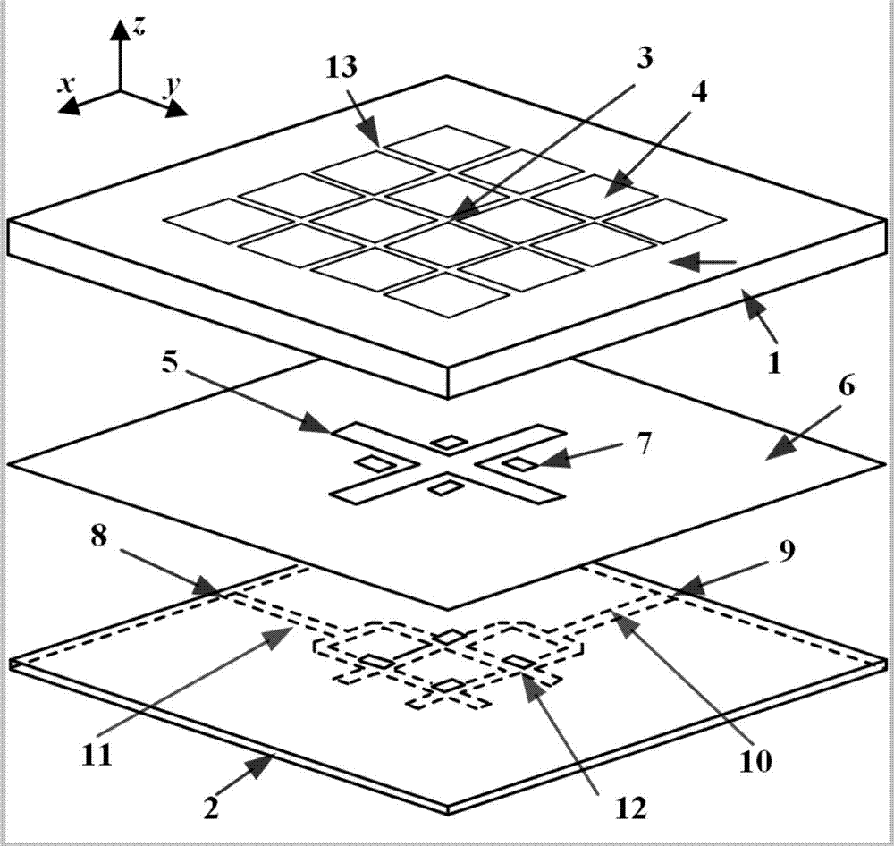 Broadband low-section dual polarization microstrip antenna adopting latticed radiation pastes