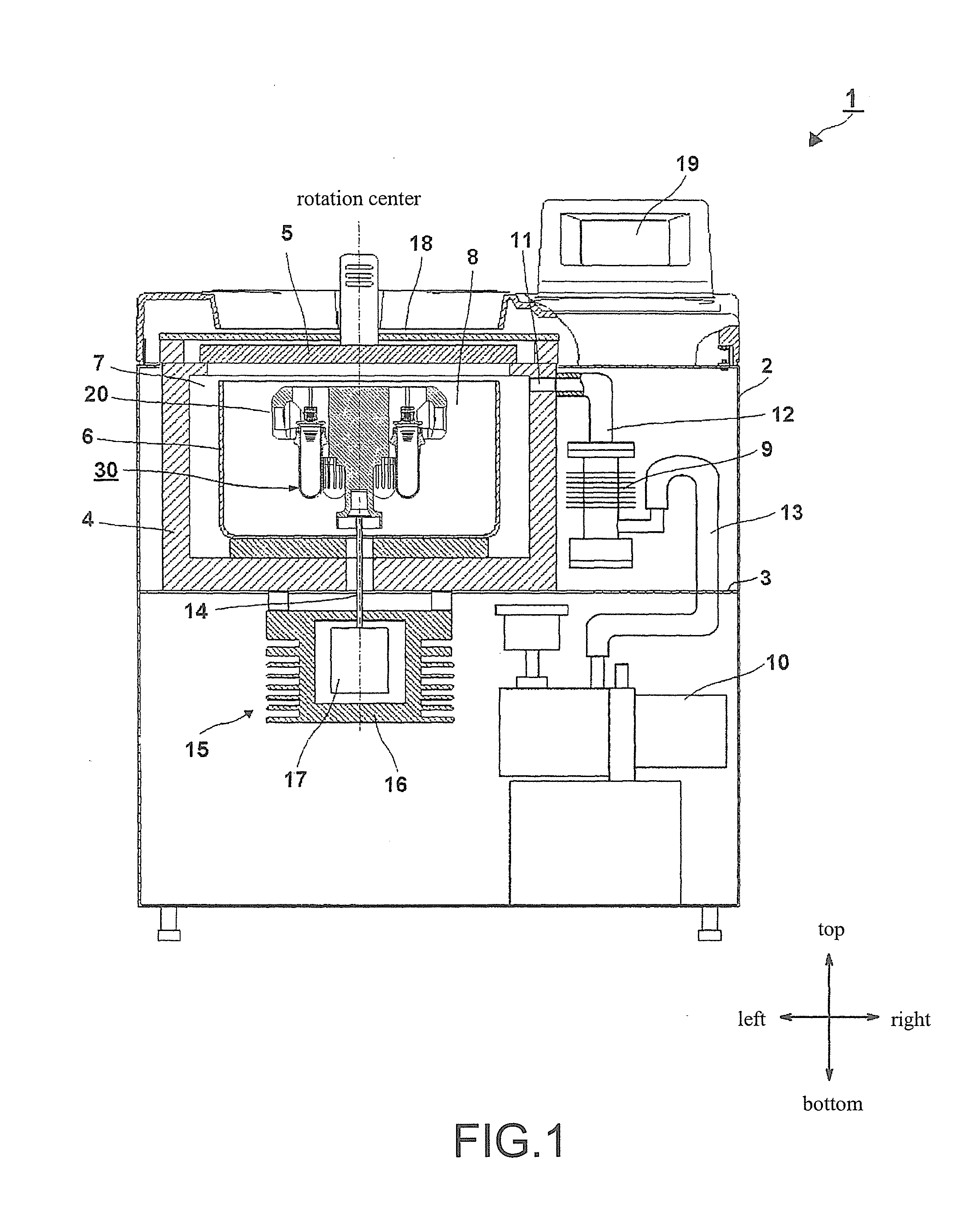 Centrifuge and swing rotor for centrifuge