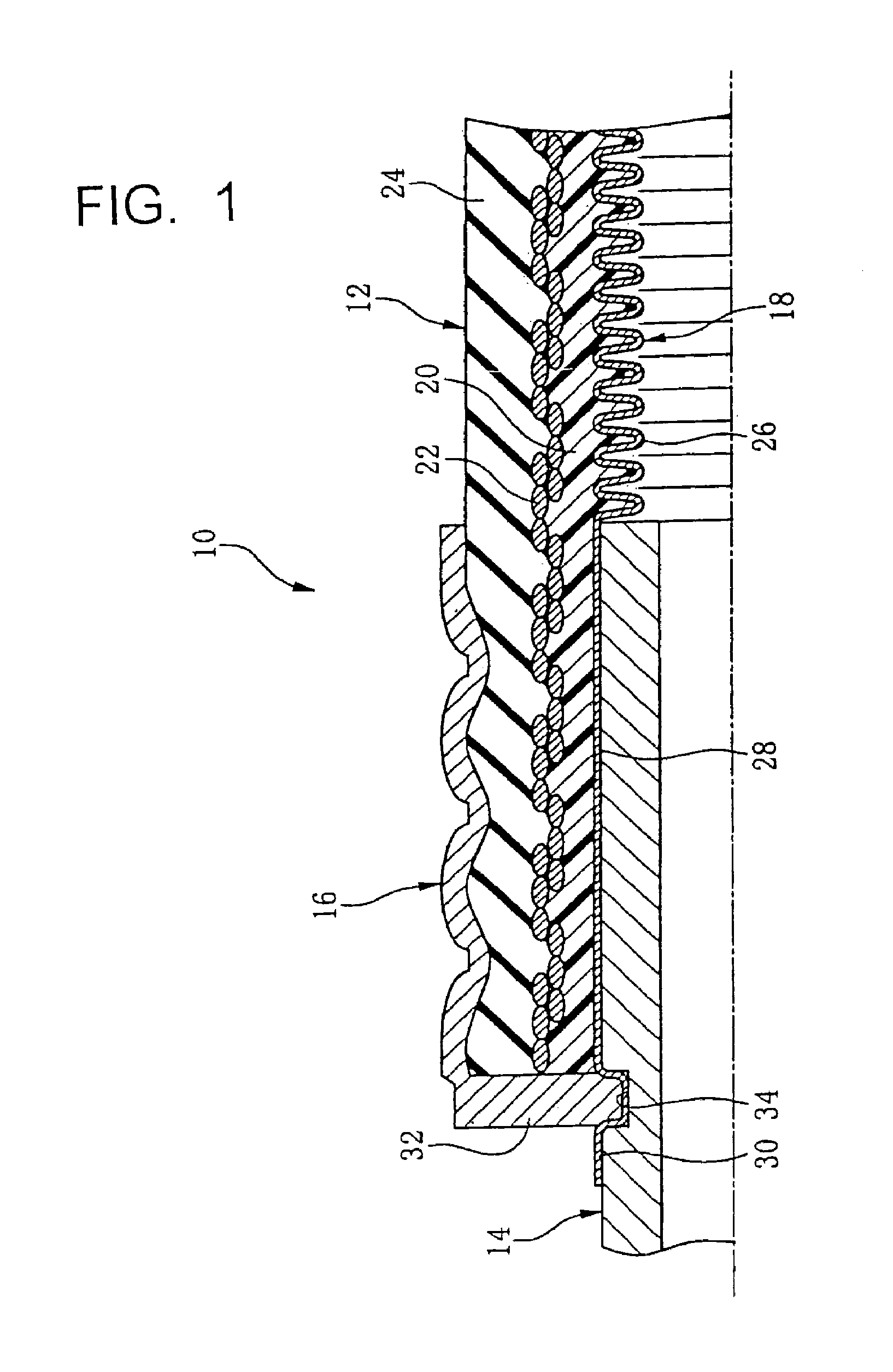 Metallic tubular hose having a rubber or resin hard material layer