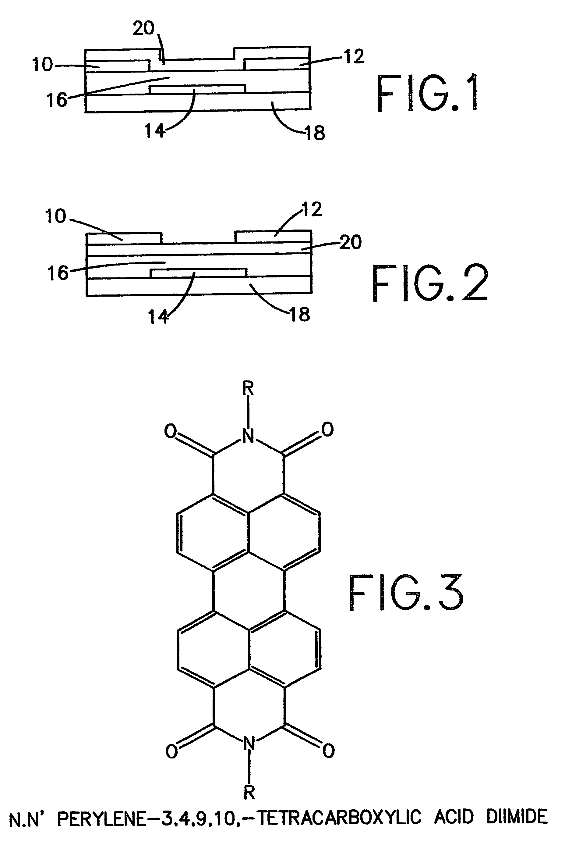 Organic n-channel semiconductor device of N,N' 3,4,9,10 perylene tetracarboxylic diimide