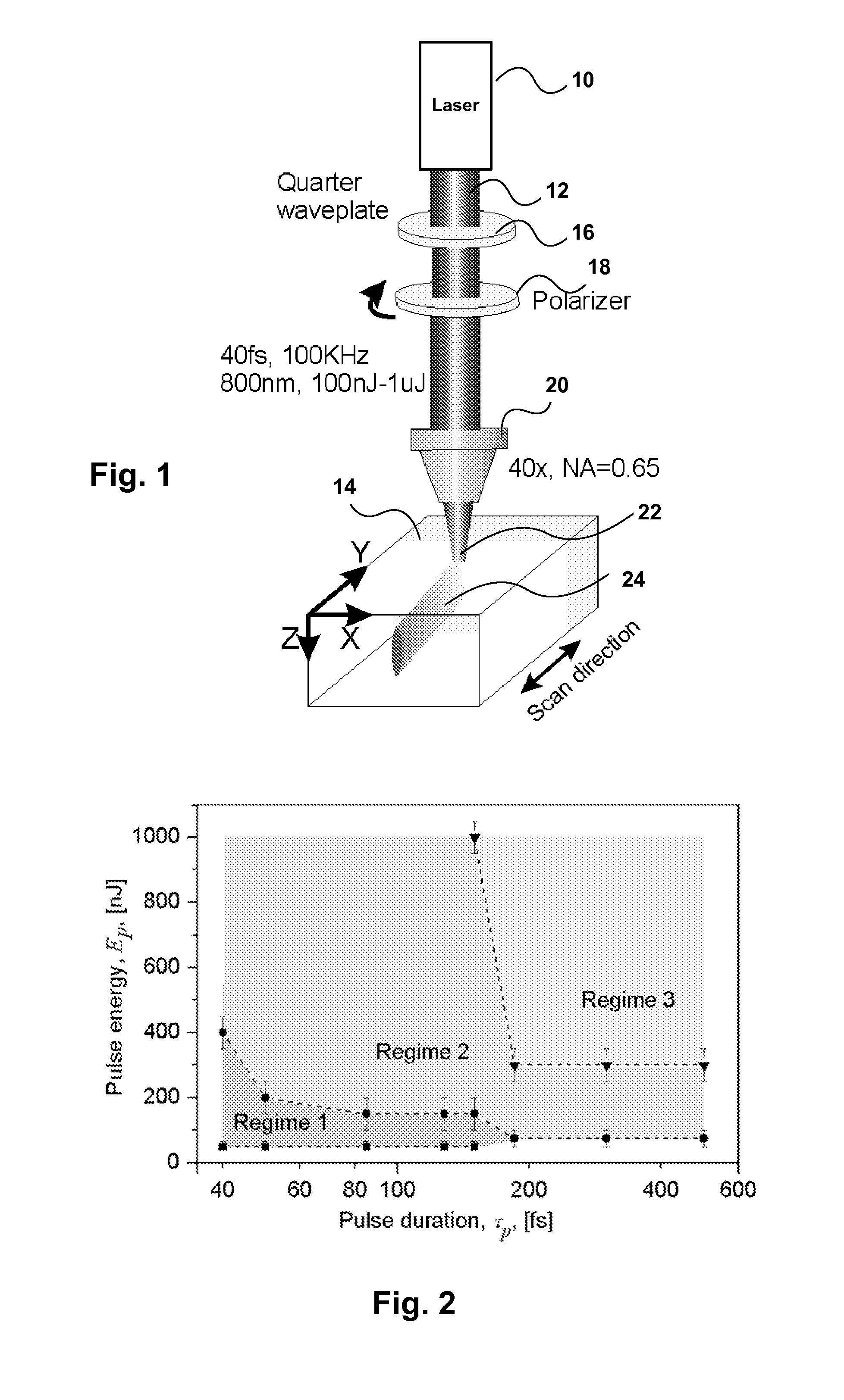 Fabrication of long range periodic nanostructures in transparent or semitransparent dielectrics