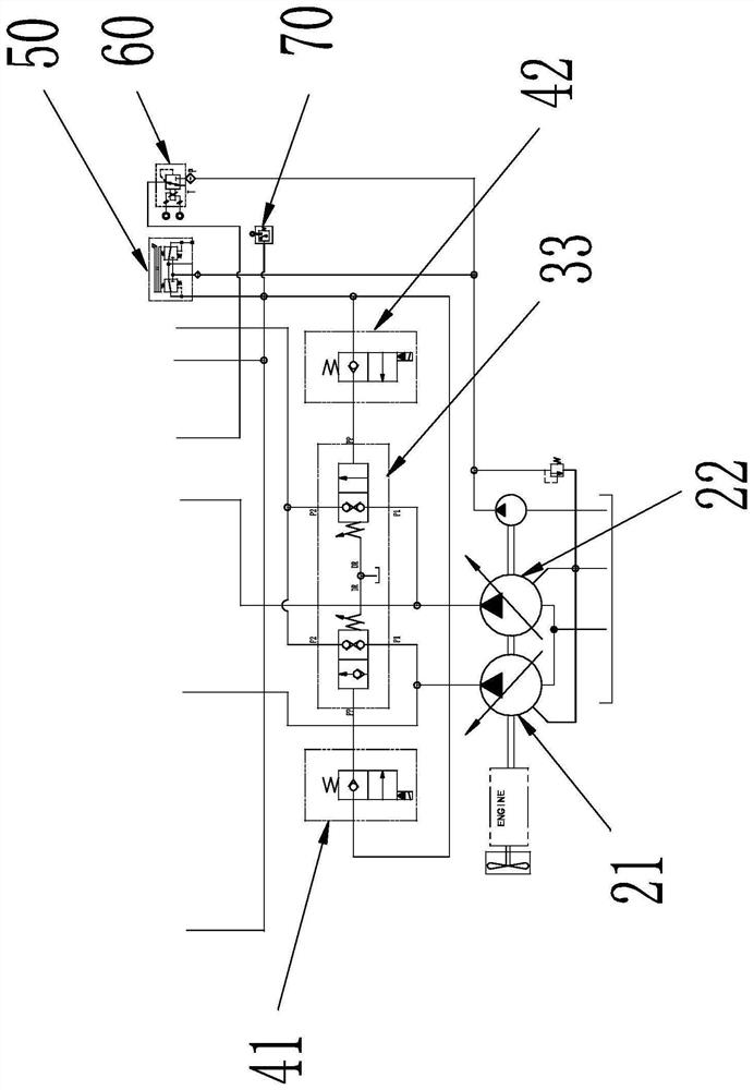 Valve outer confluence hydraulic system and excavator