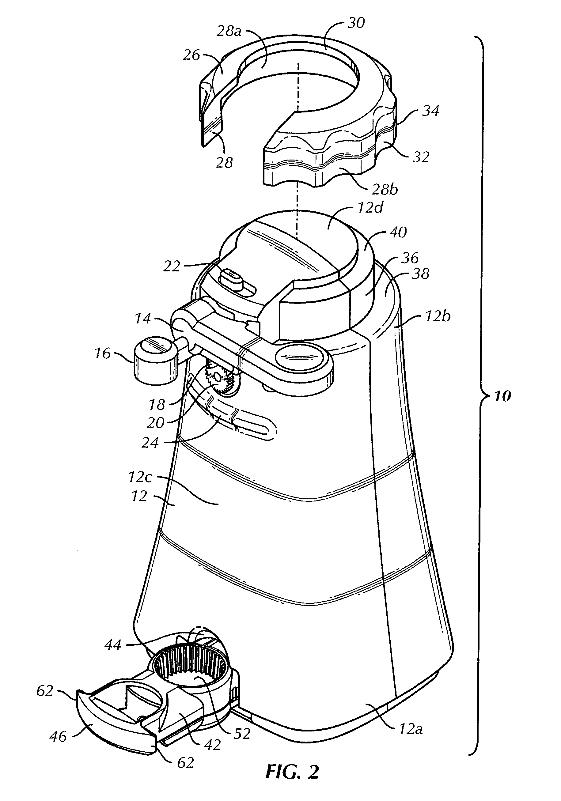 Electric can opener having removable opener tools