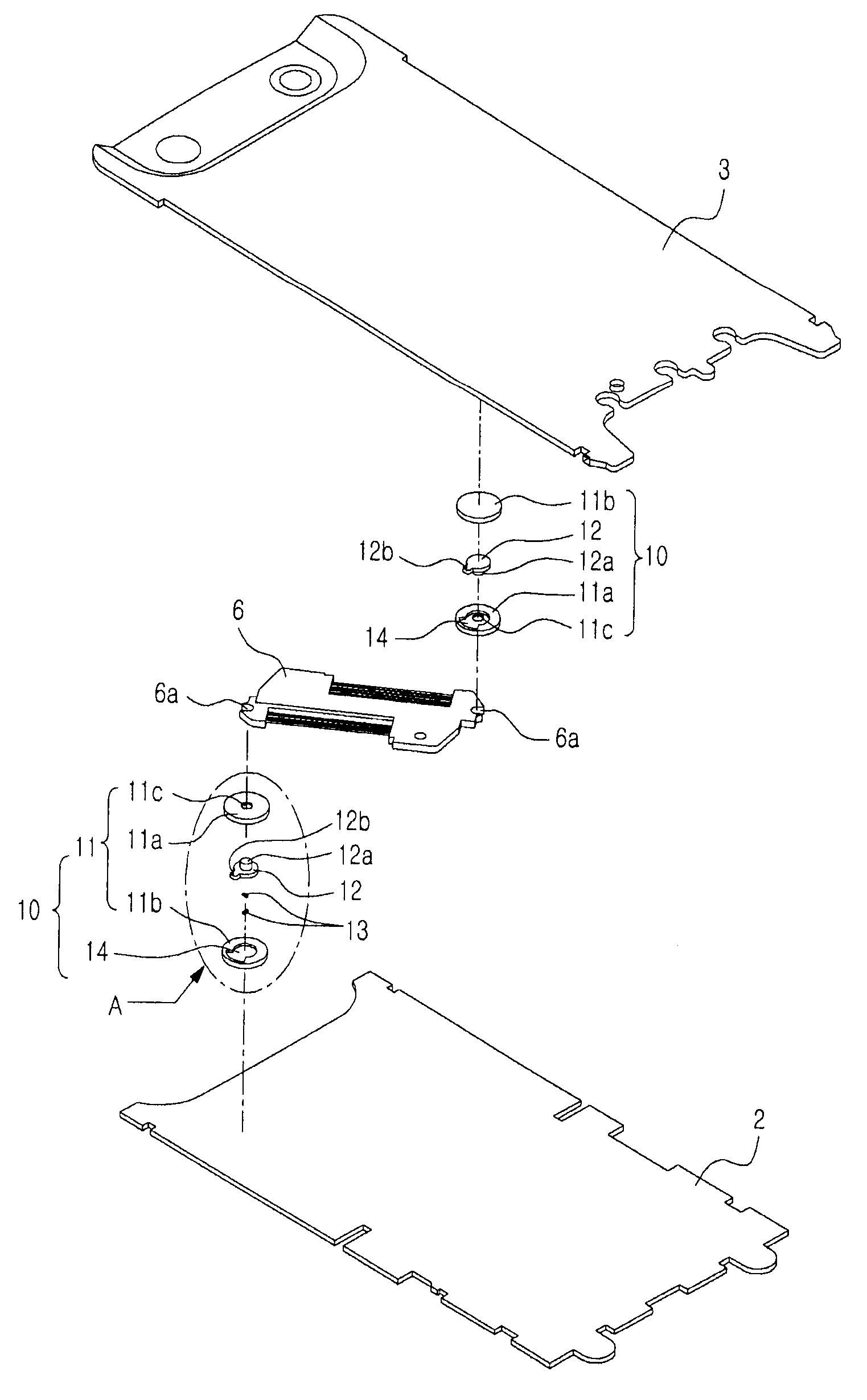 Sliding module for slide-type portable terminal having stopper device