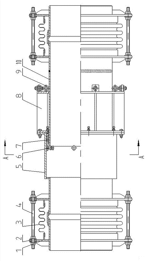 Combined-type powdered coal pipeline compensation device