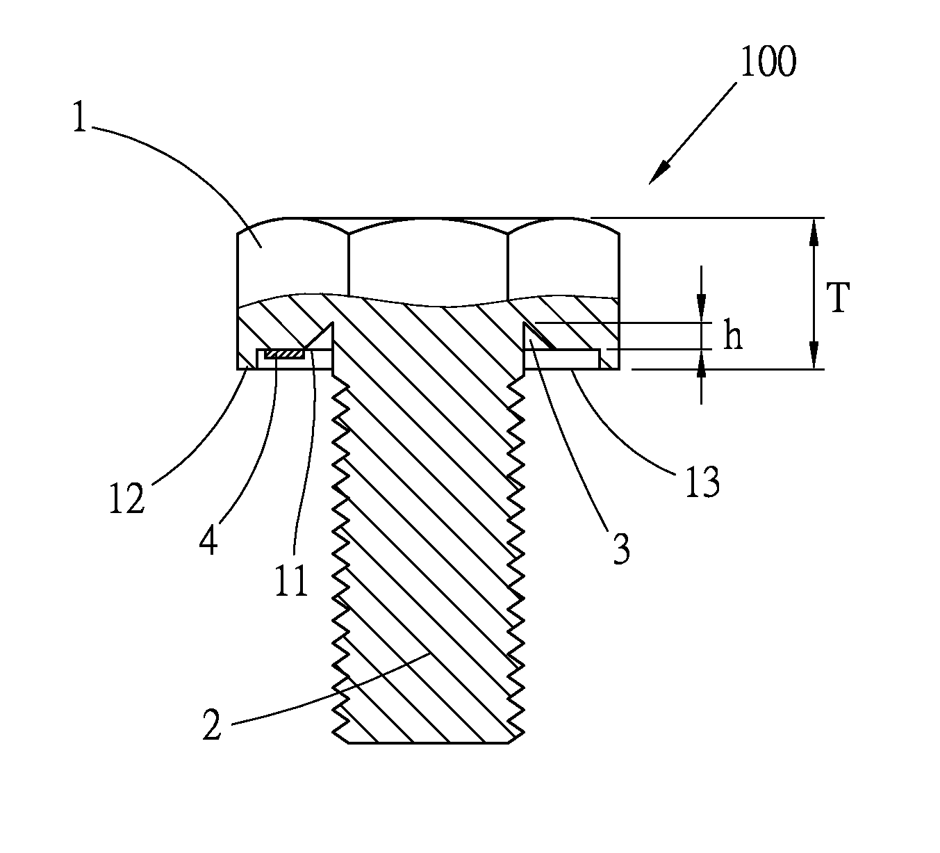 Threaded member capable of detecting tightening force