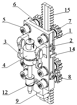 Gear rack drilling machine lifting device