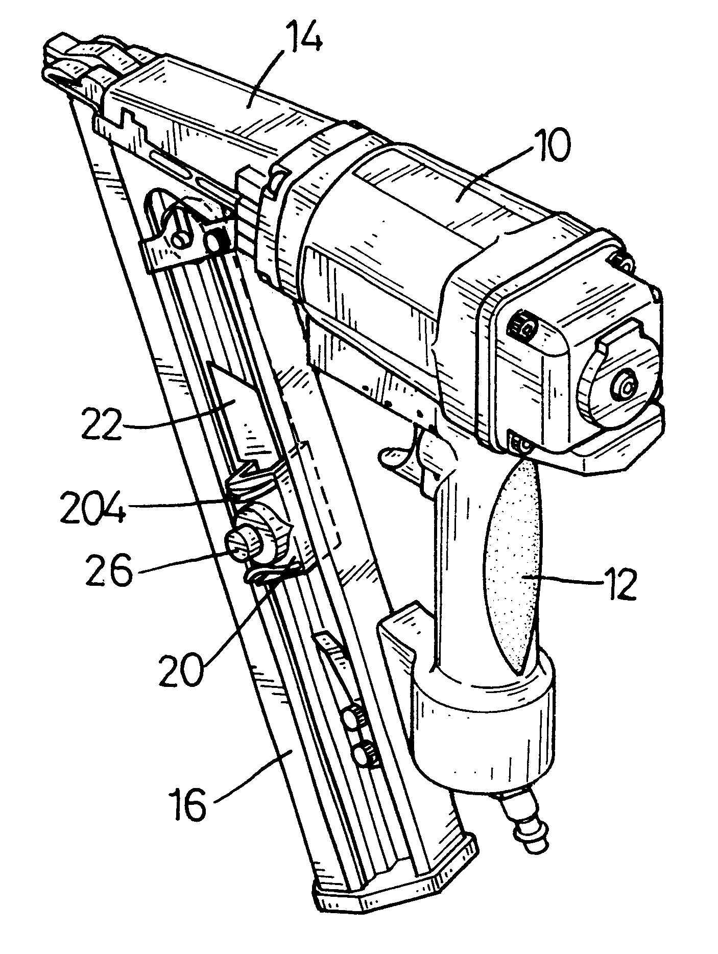 Quick-release device for a pneumatic nail gun magazine