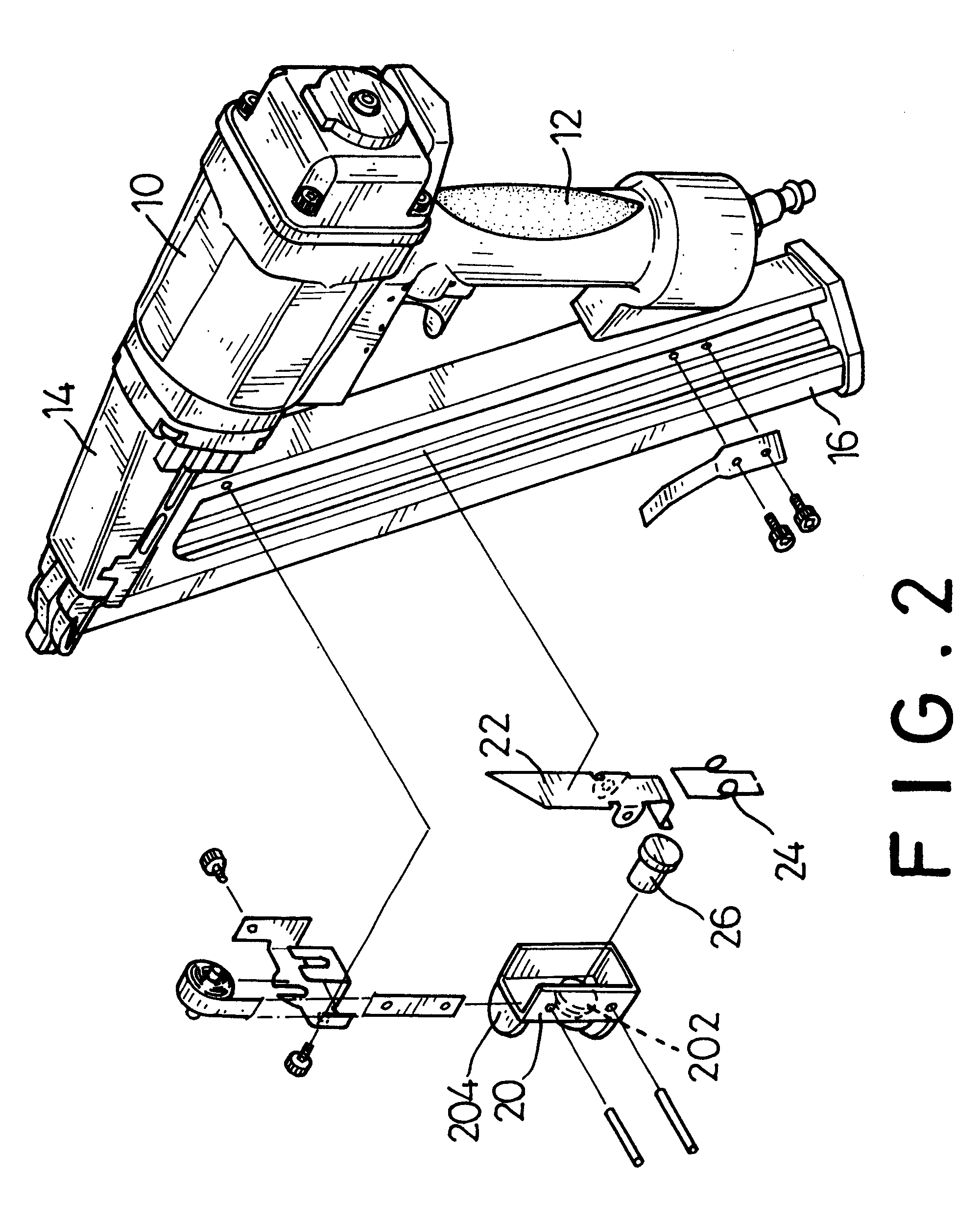 Quick-release device for a pneumatic nail gun magazine