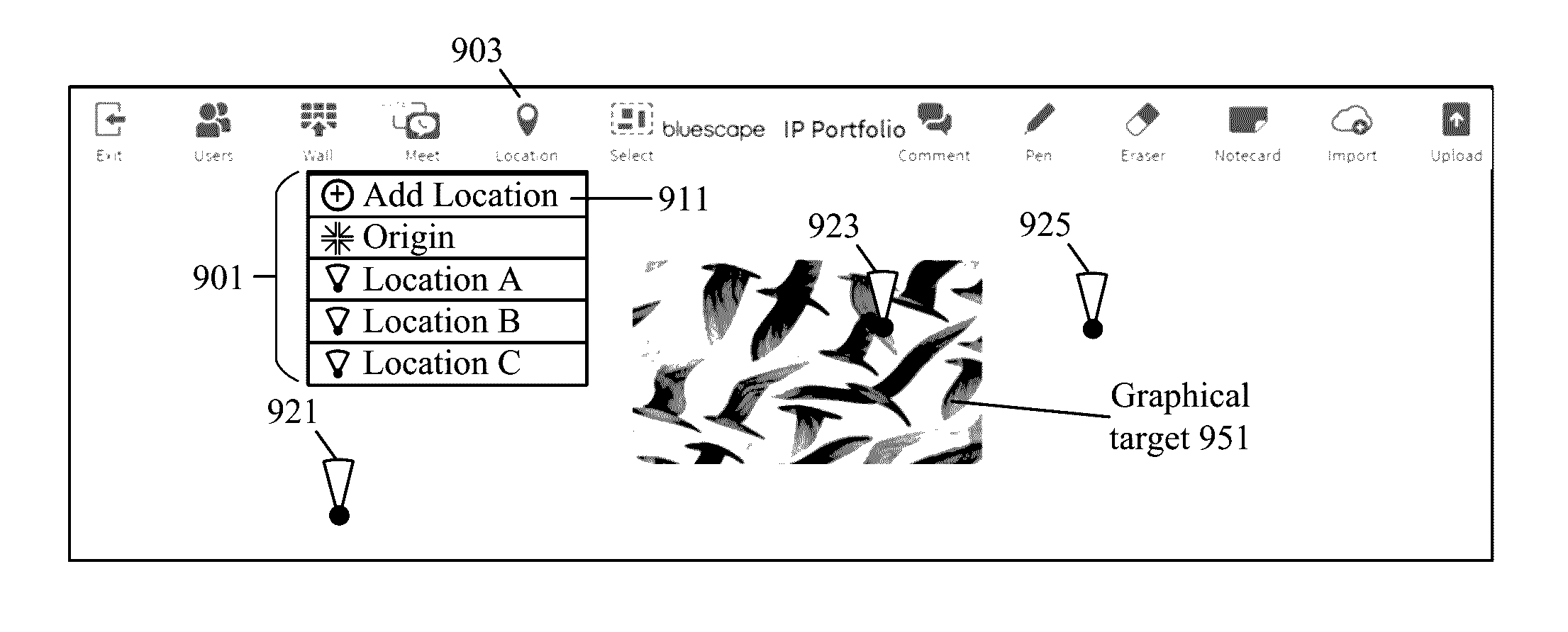 Virtual workspace viewport location markers in collaboration systems