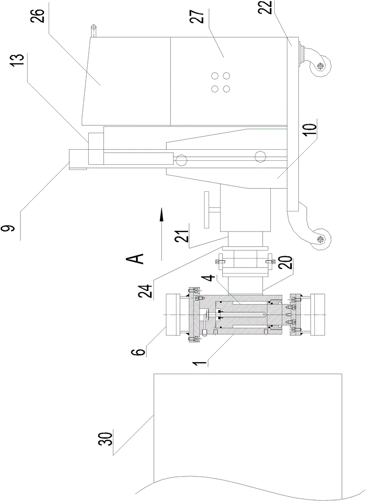 A steel pipe nozzle correction device