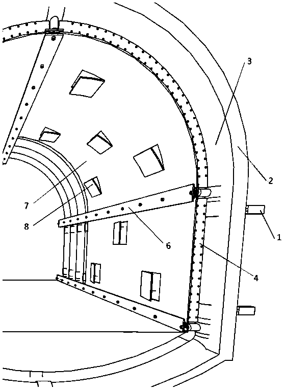 A kind of tunnel lining structure and sliding form construction method with steel pipe concrete as skeleton