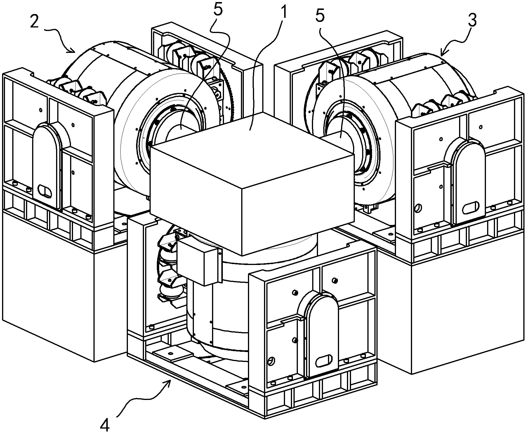 Two-shaft vibration test device with integrated base