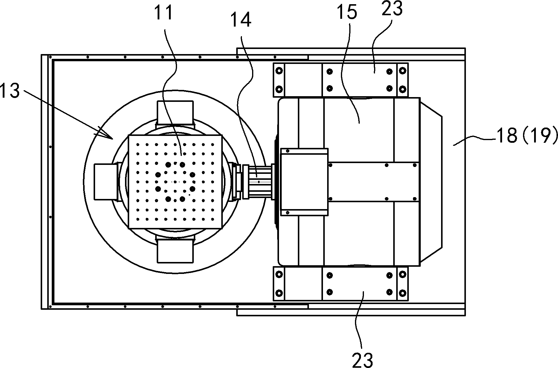 Two-shaft vibration test device with integrated base