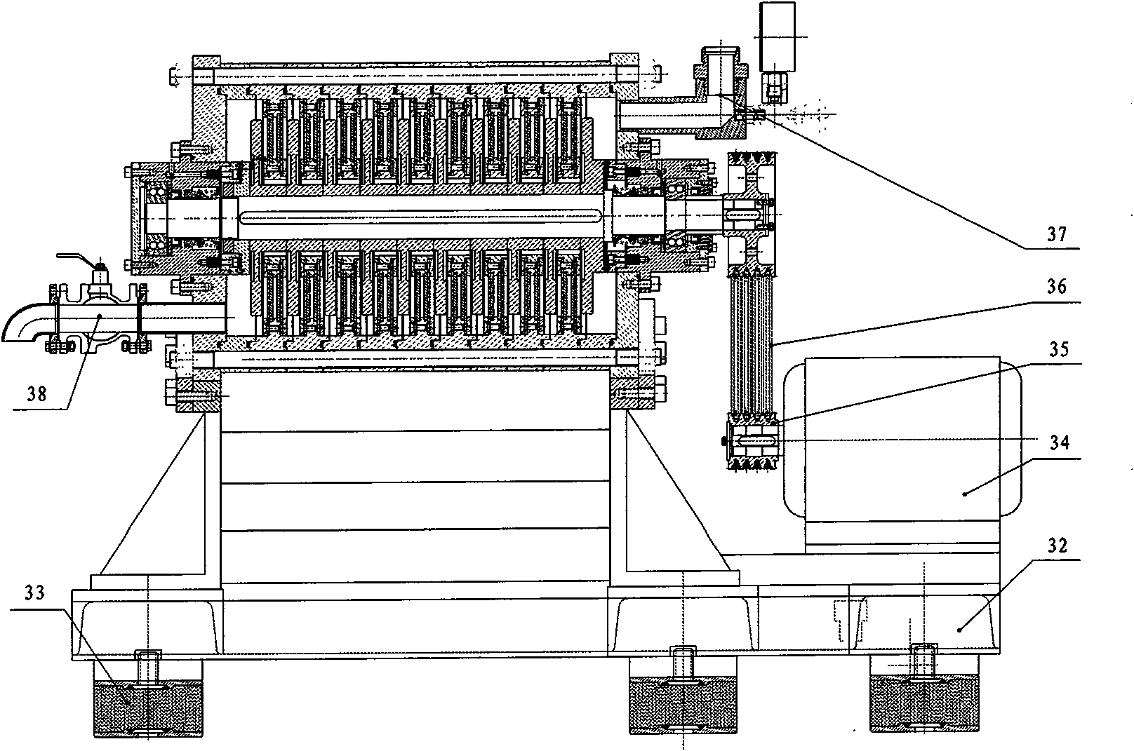 Rotary dynamic closed filtering process and device