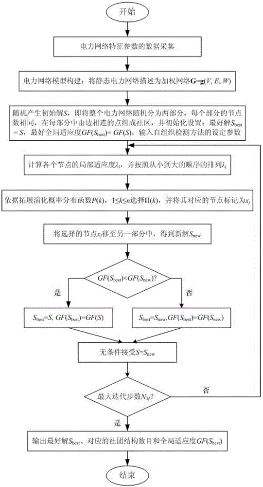 A community self-organization detection method for power network fault diagnosis