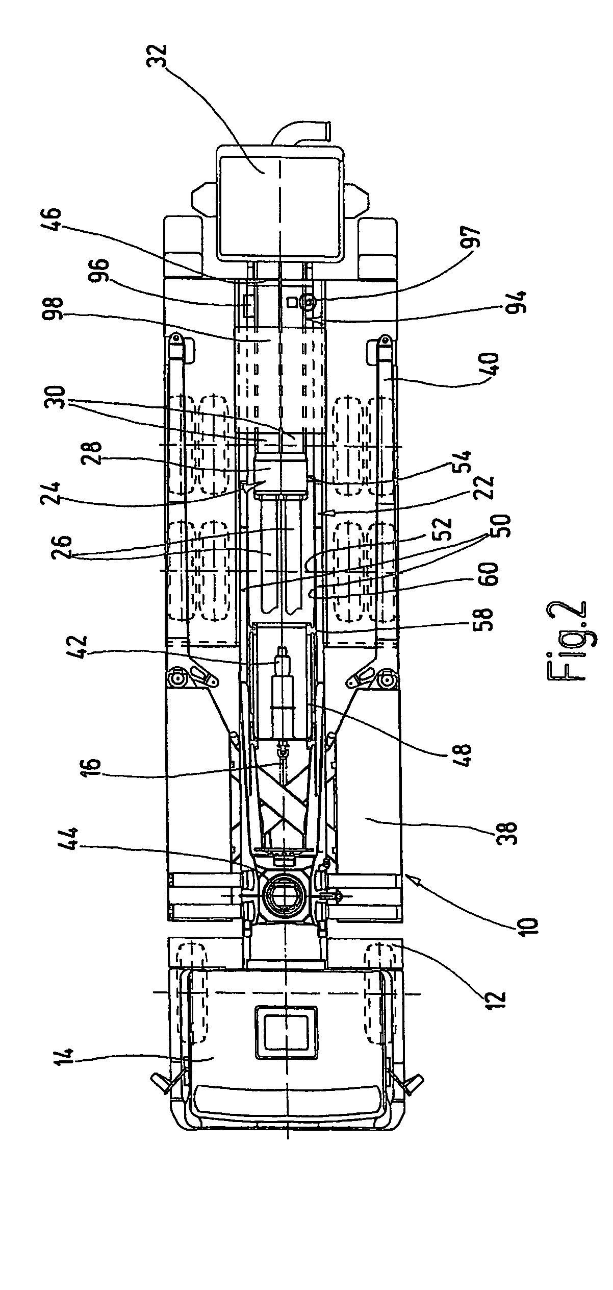 Mobile concrete pump and corresponding building frame