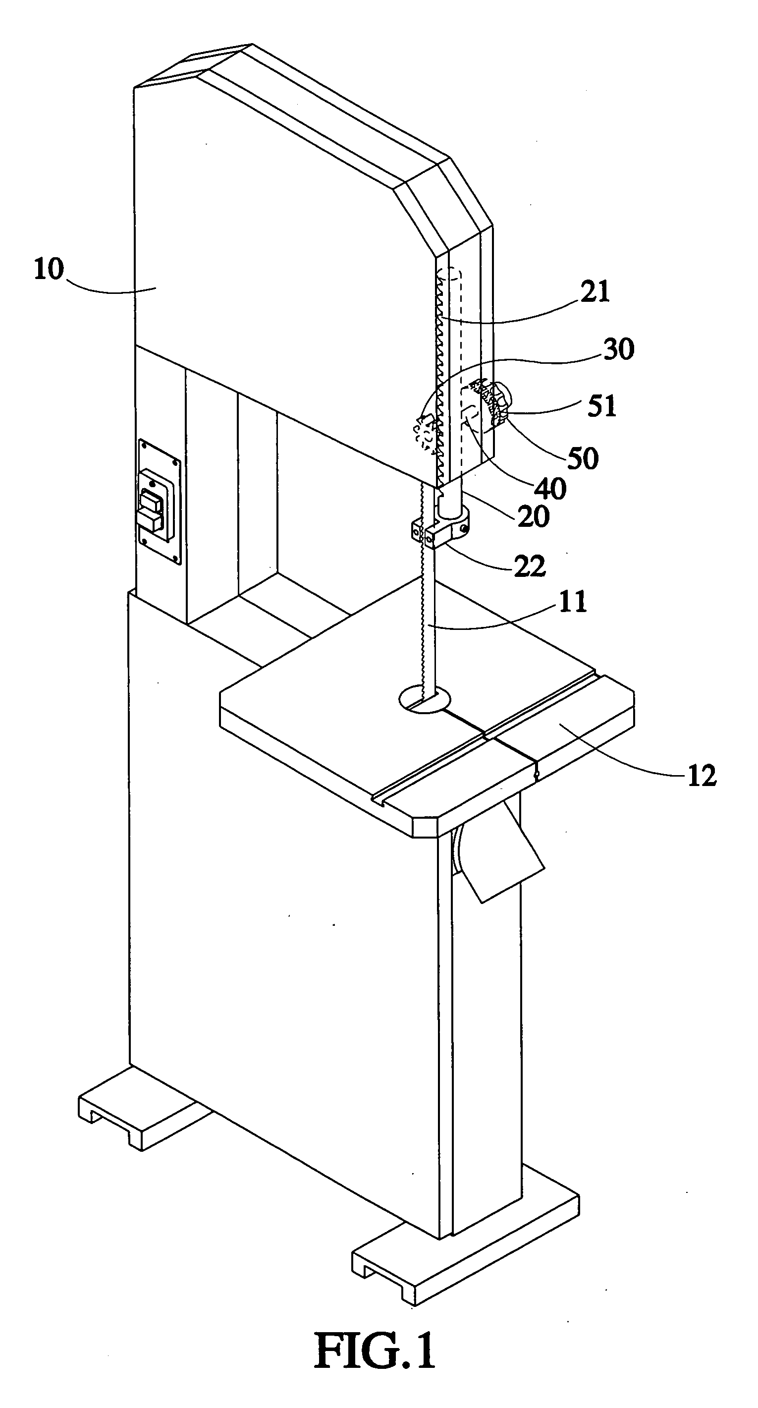 Adjustable ruler of the band saw machine