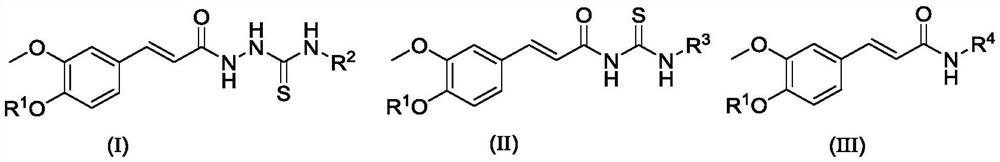 Amide-containing ferulic acid derivative as well as preparation method and application thereof