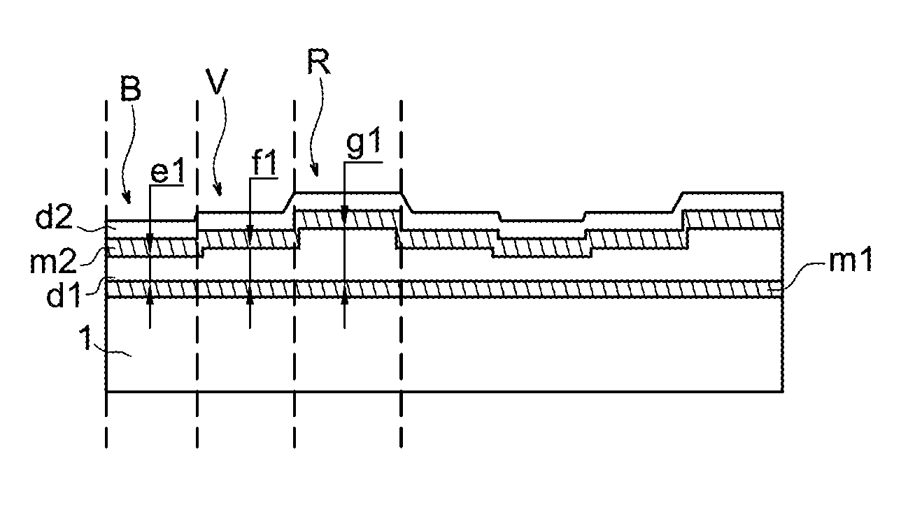 Filtering matrix structure, associated image sensor and 3D mapping device