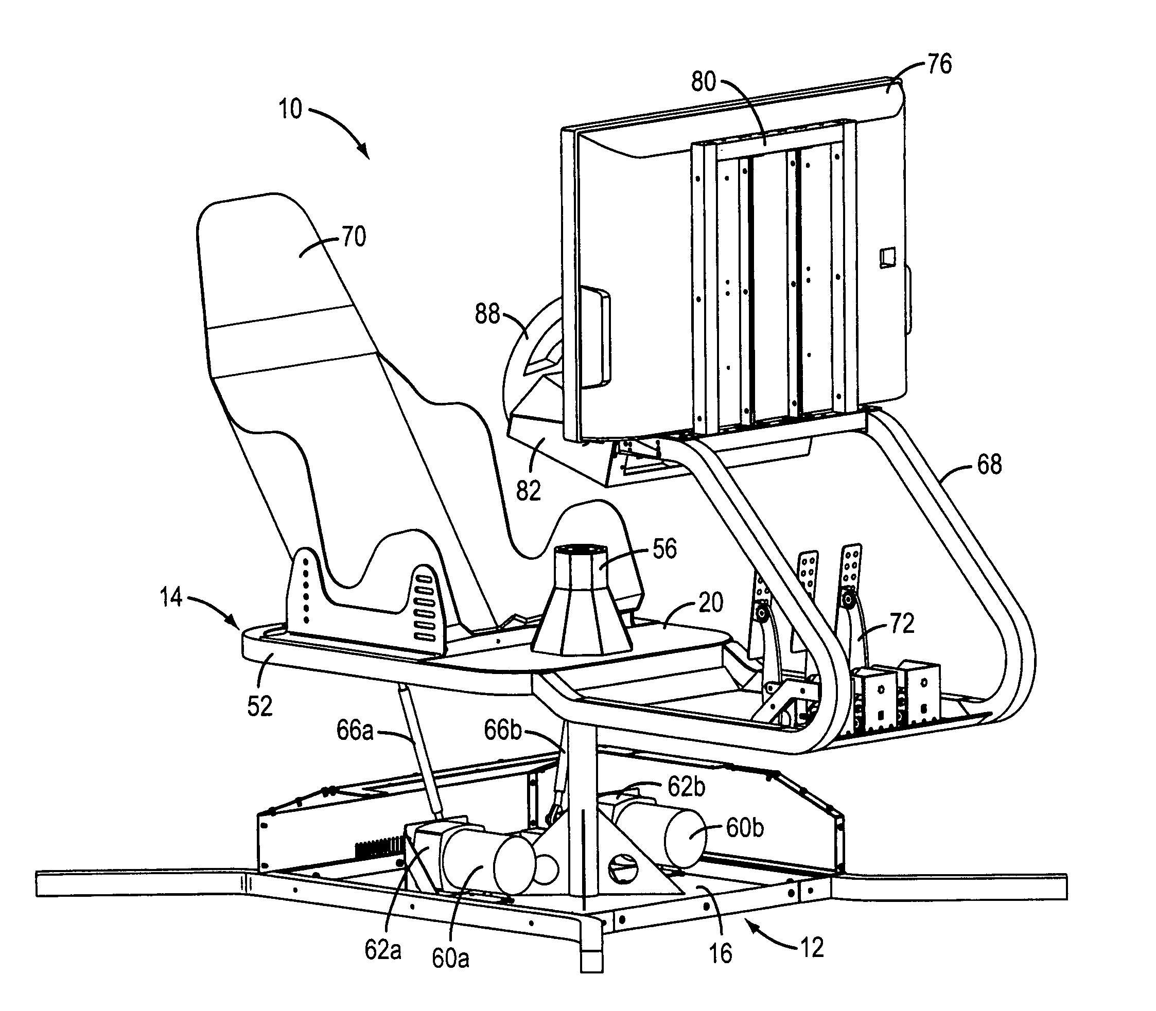 Motion platform video game racing and flight simulator