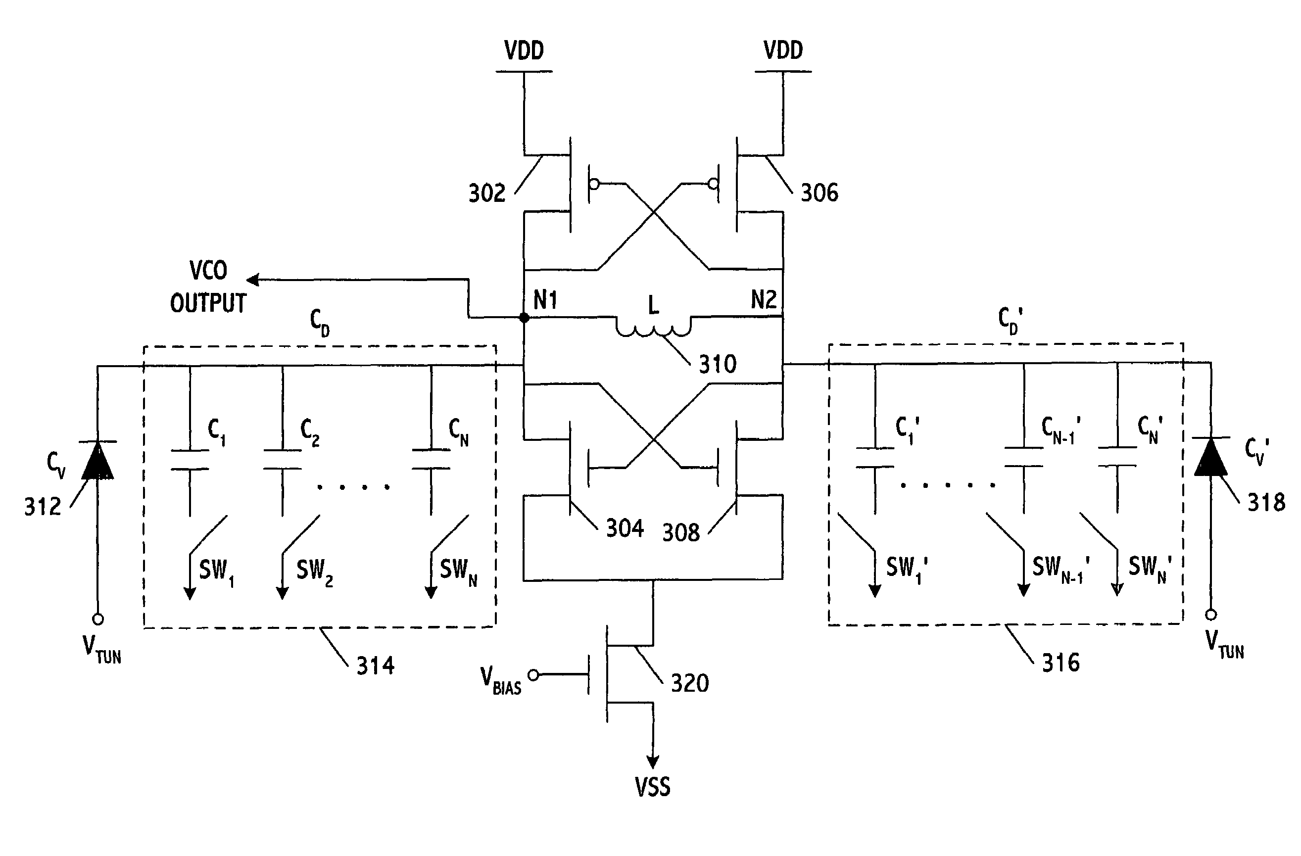 System and method for tuning a frequency generator using an LC oscillator