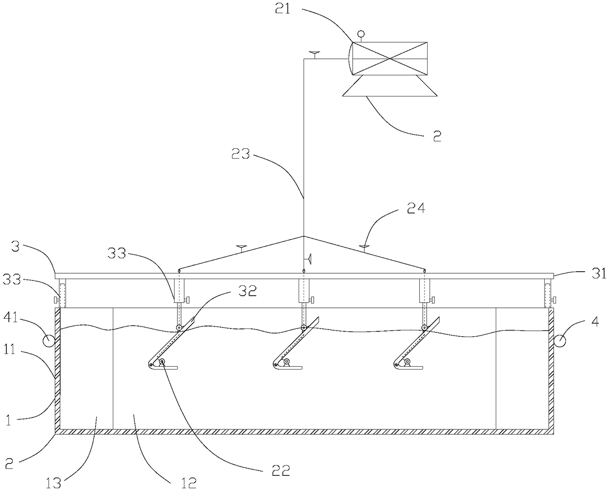 Novel pneumatic type Nostoc alga raceway pond cultivation system