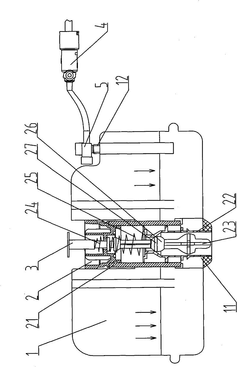 A pressure flush toilet tank