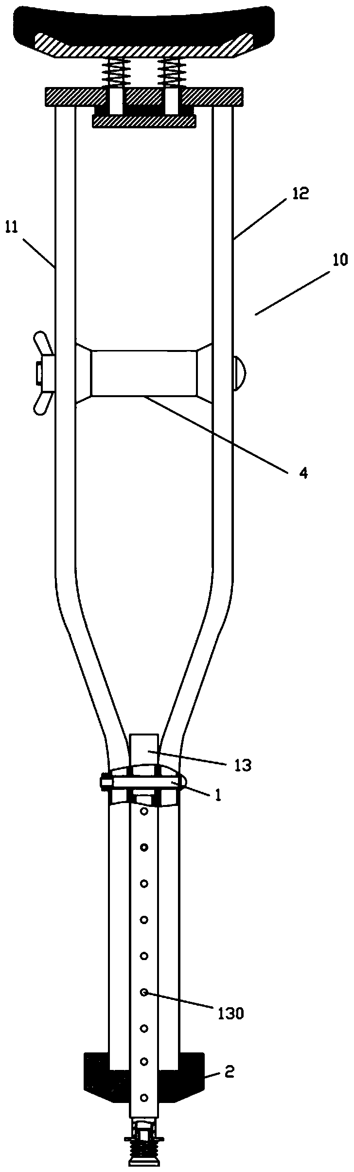 Walking aid axillary crutch with axillary buffer structure
