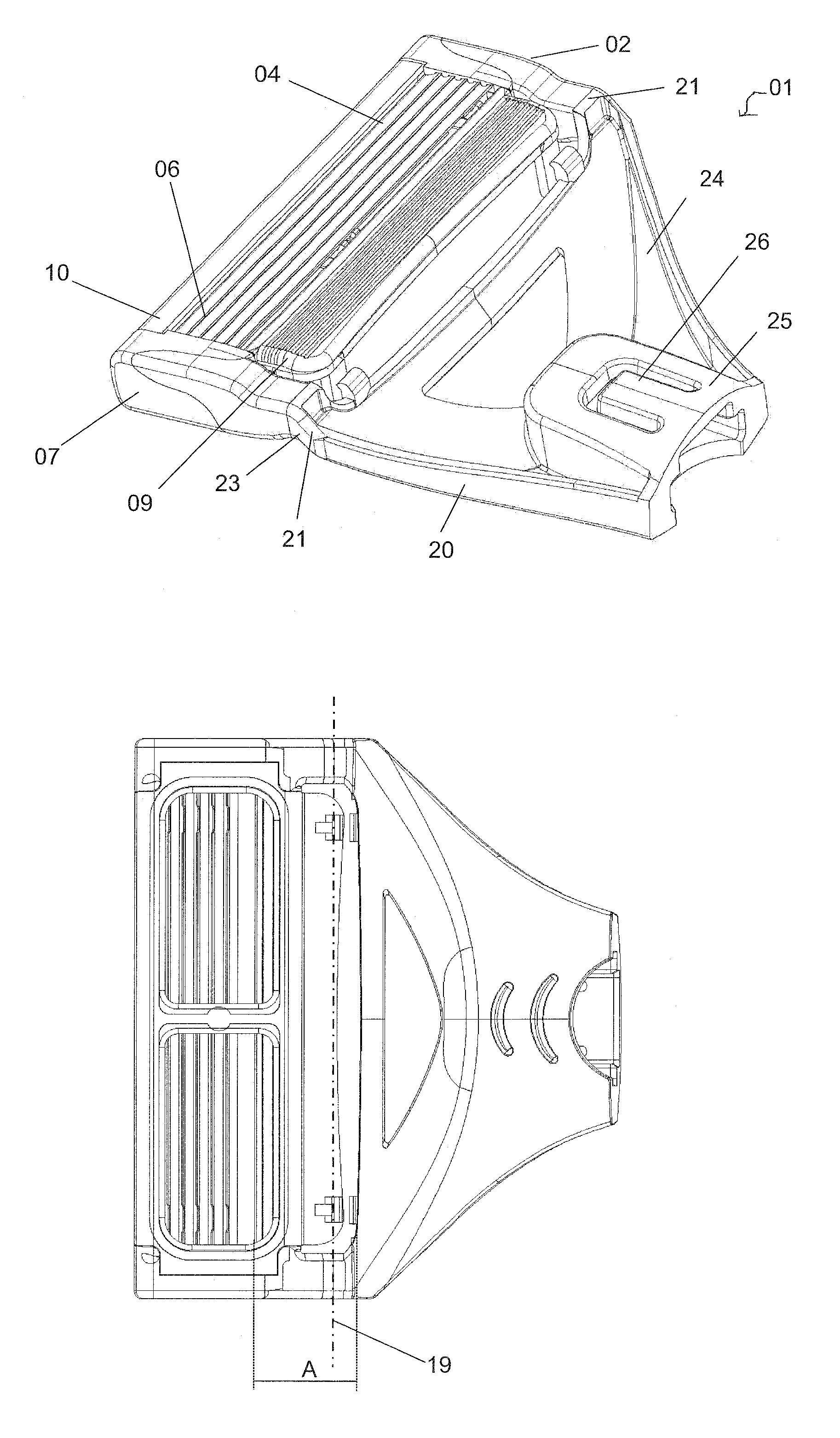 Razor blade unit with film hinge