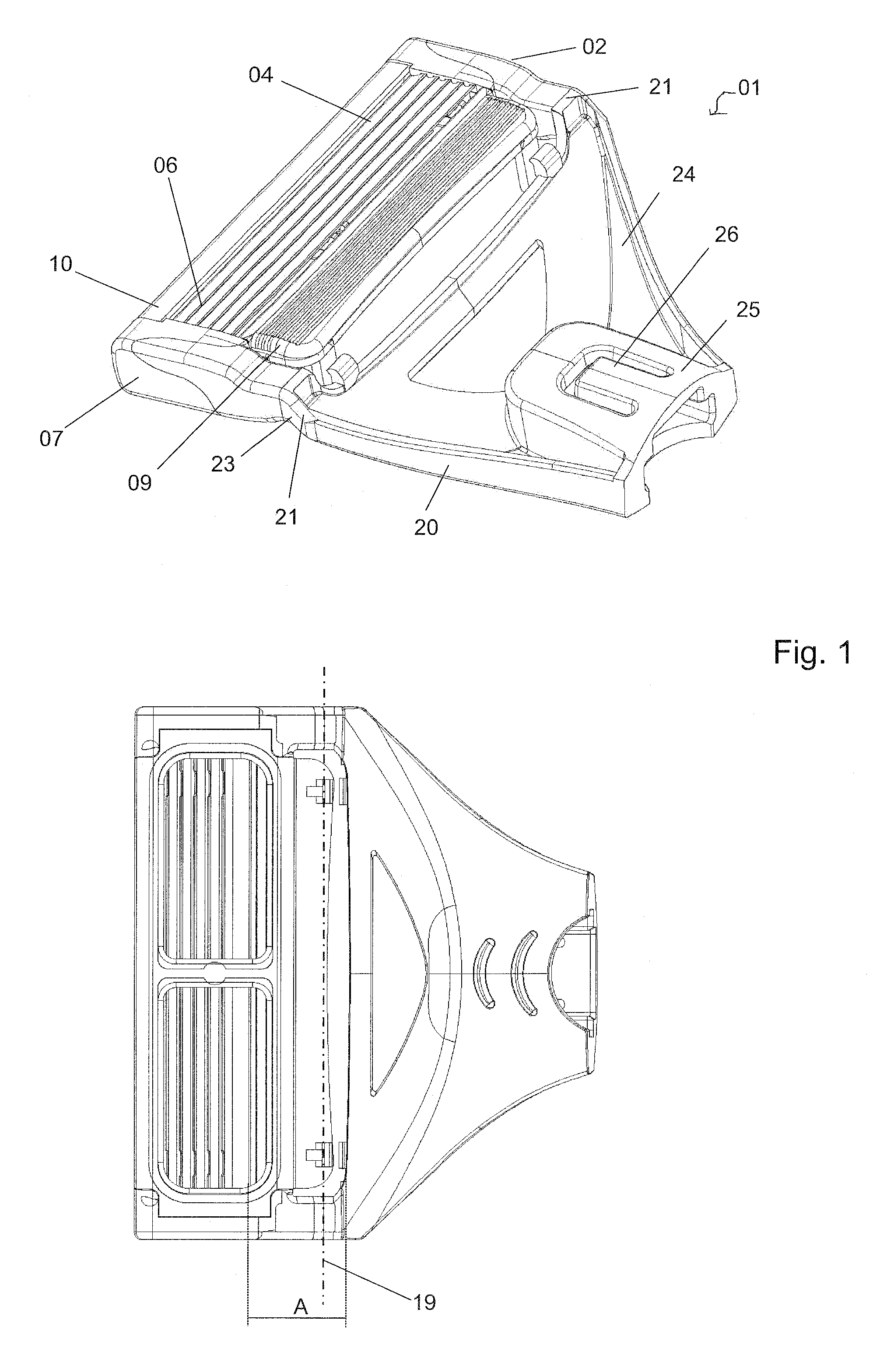 Razor blade unit with film hinge