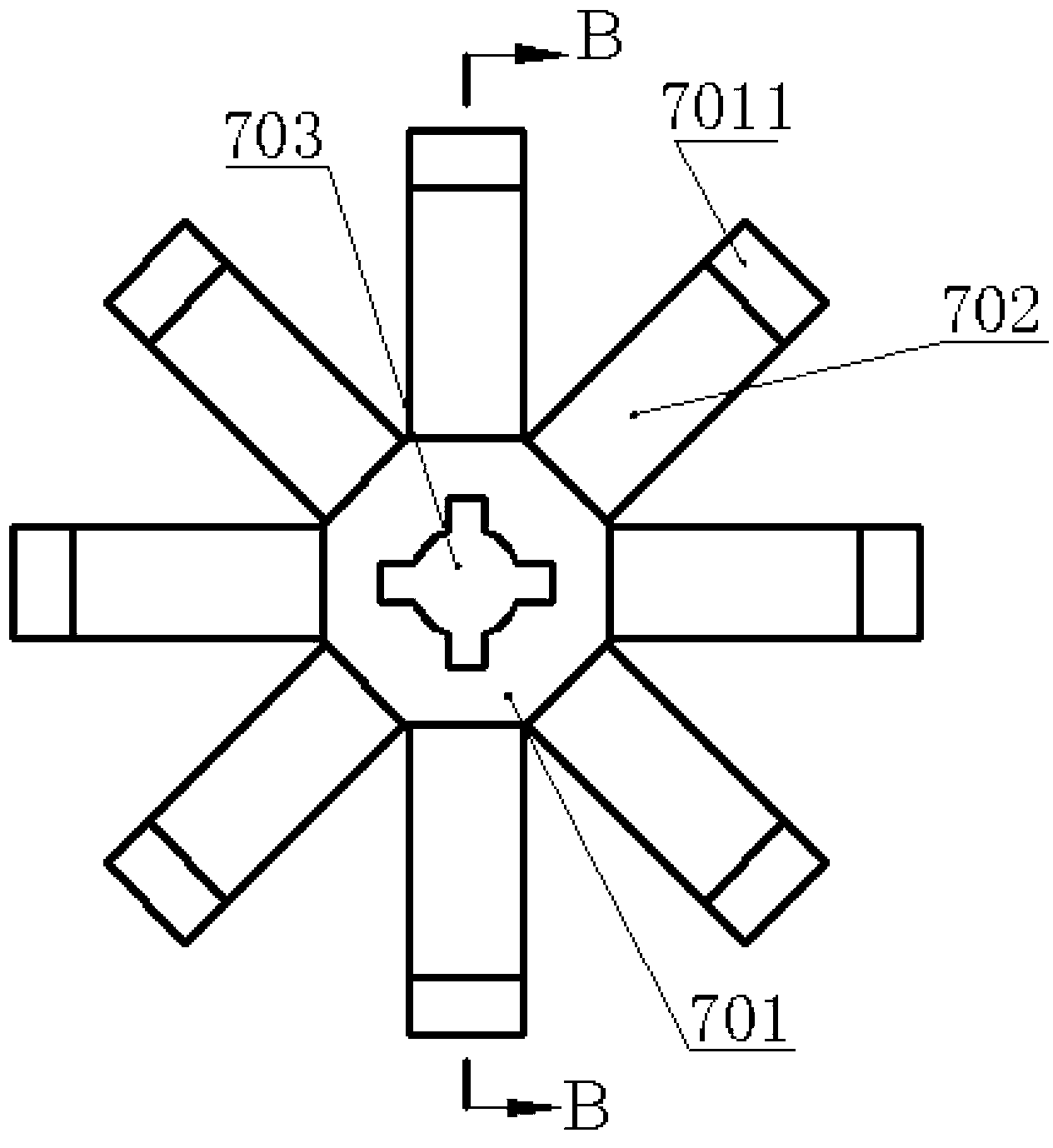 Bi-directionally magnetically coupled and axially excited and limited rotating-shaft piezoelectric generator