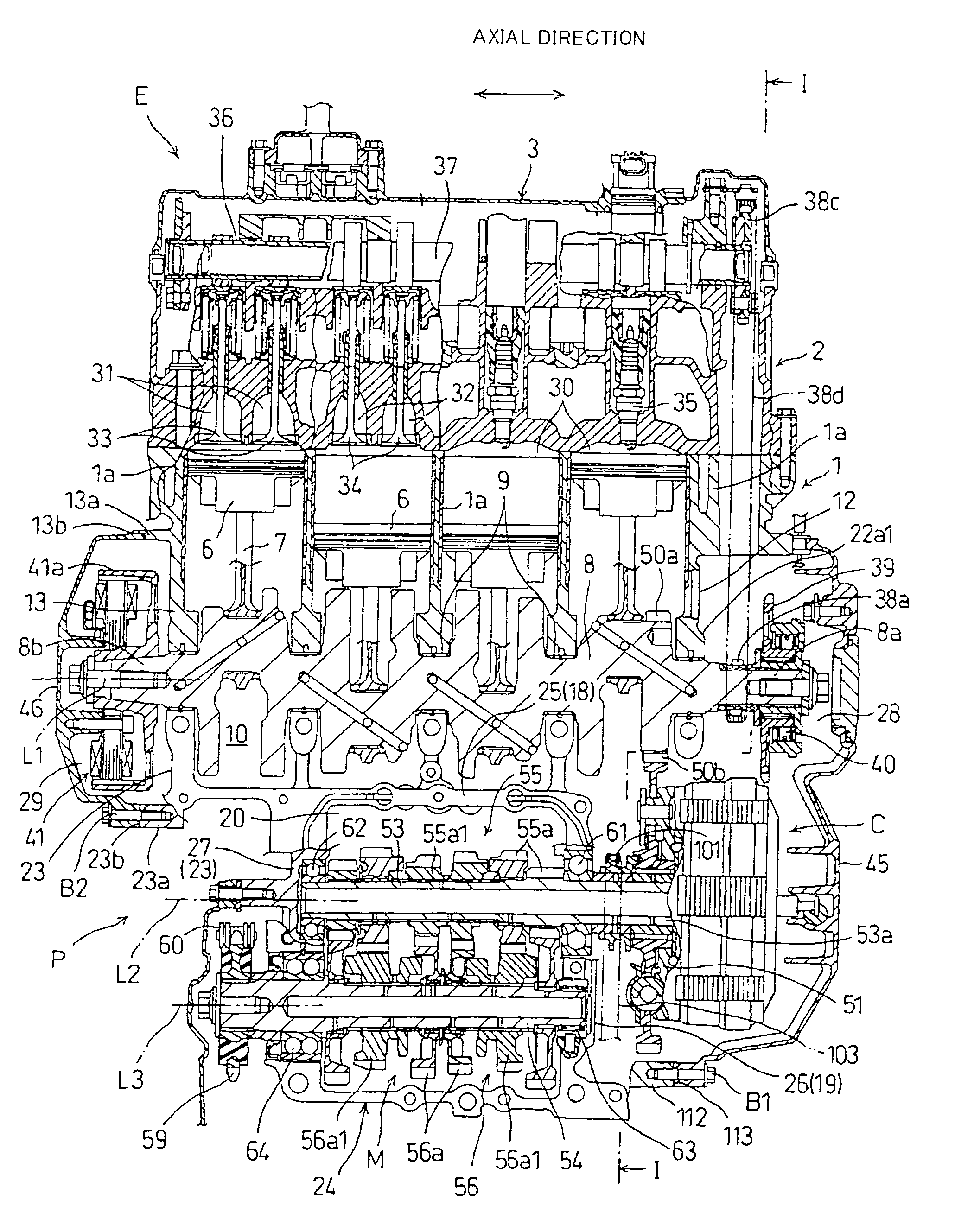 Power unit having crankcase to which auxiliary machine is fitted, and motorcycle having power unit