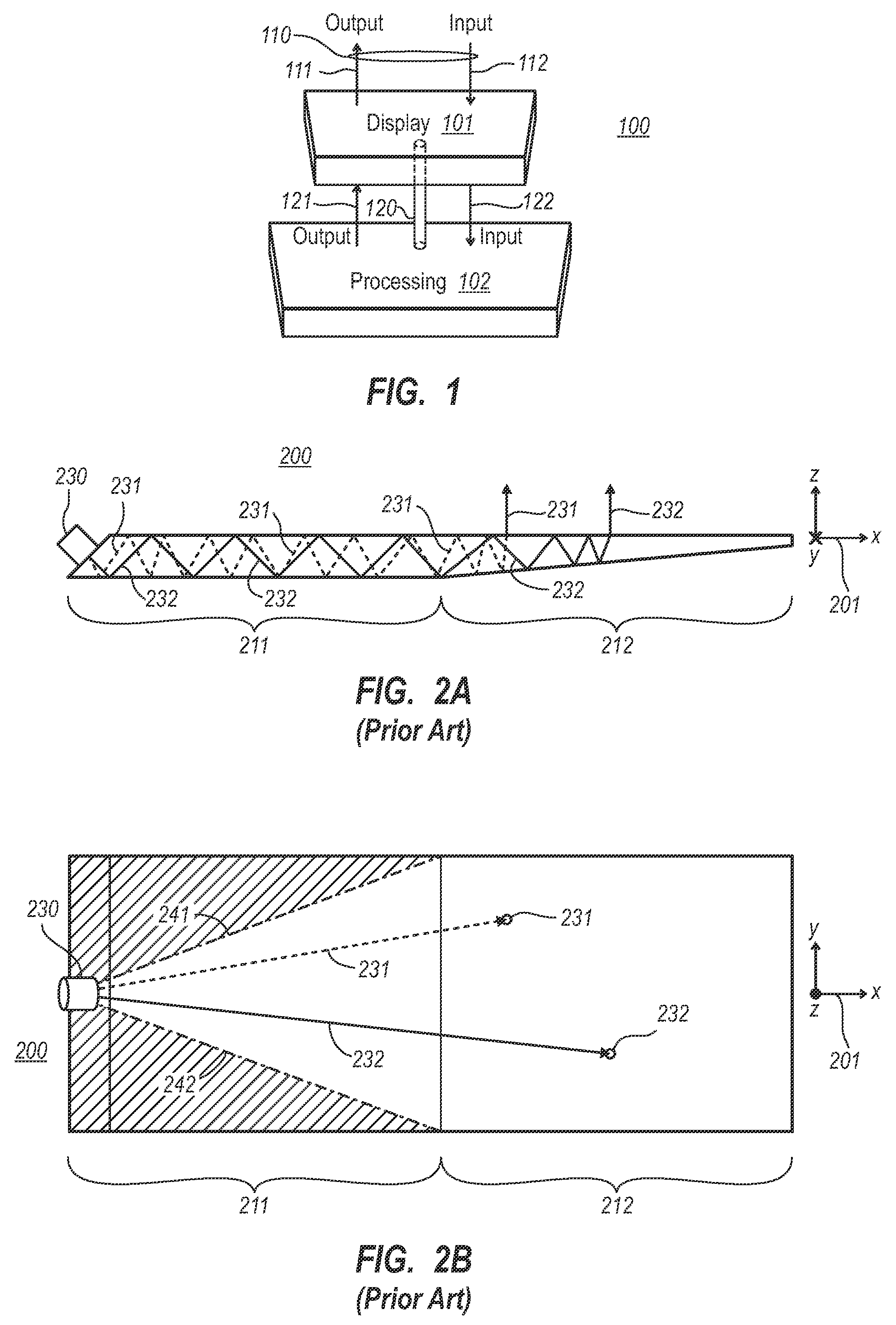 Interactive display using planar radiation guide