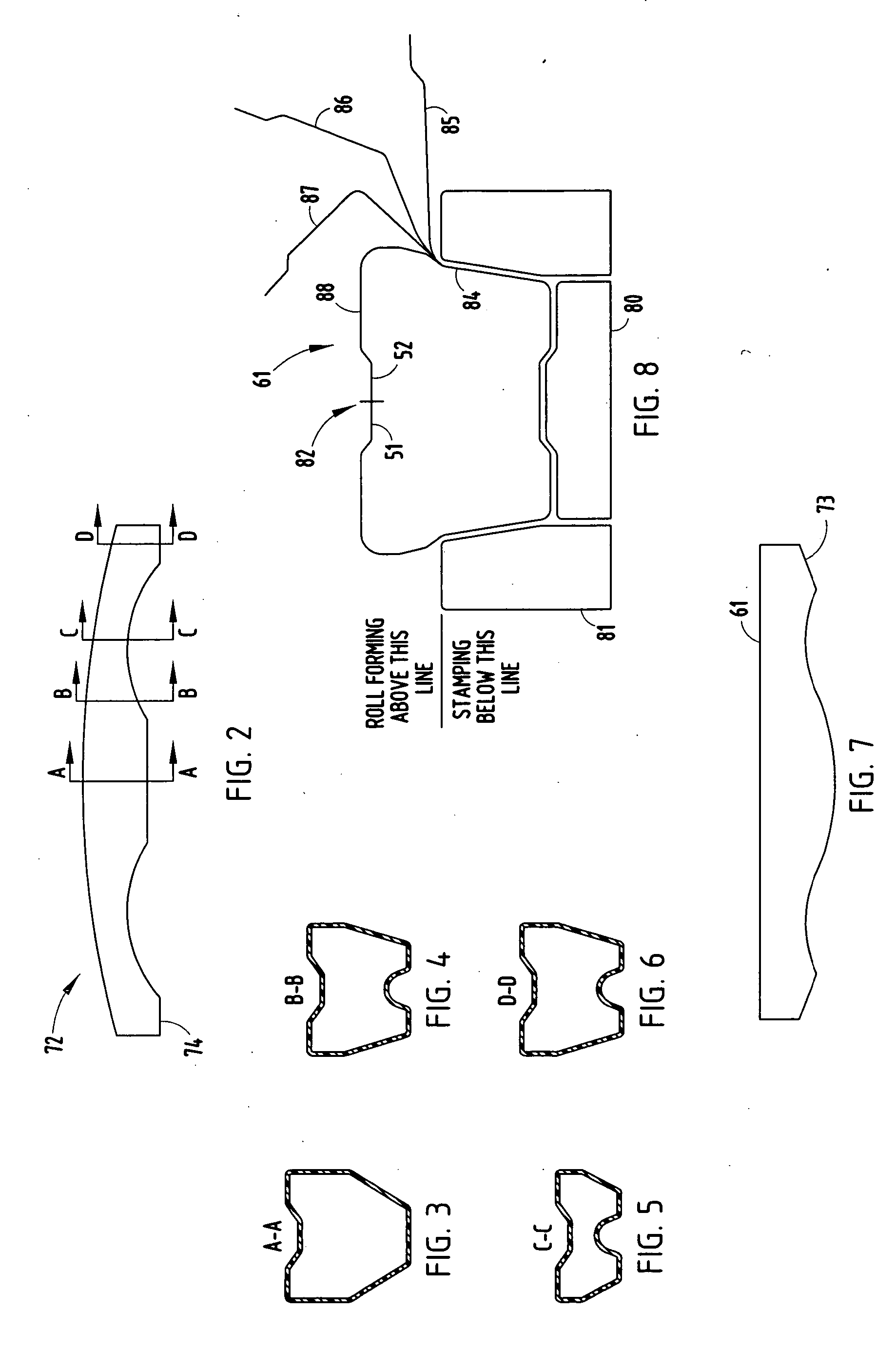 Continuous process of roll-forming stamped sheet